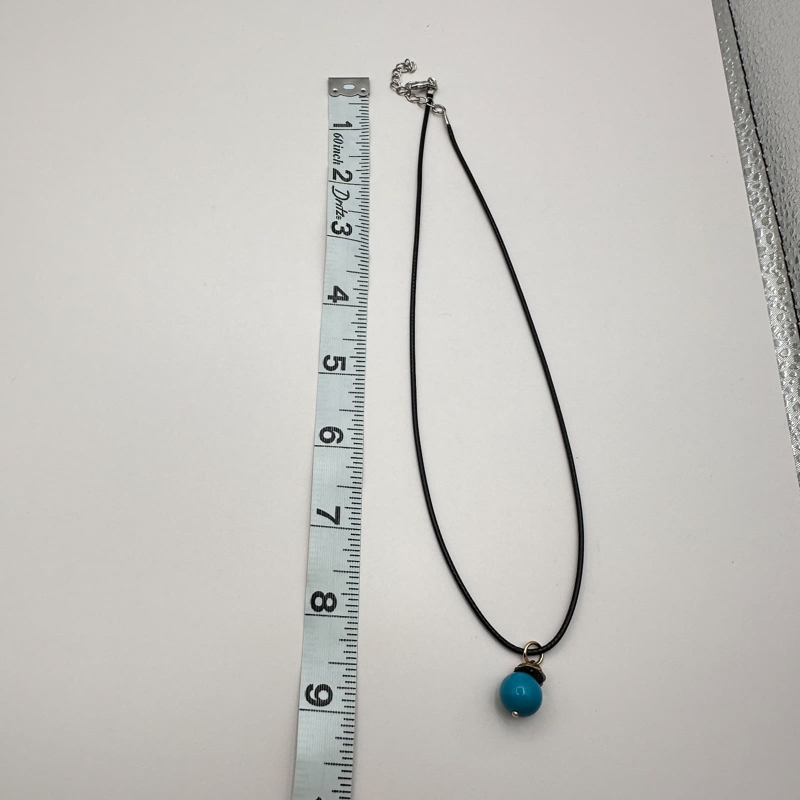 Vintage Y2K Gold Tone Blue Ball Pendant Necklace Black Cord Boho Fashion Jewelry - Thumbnail 9