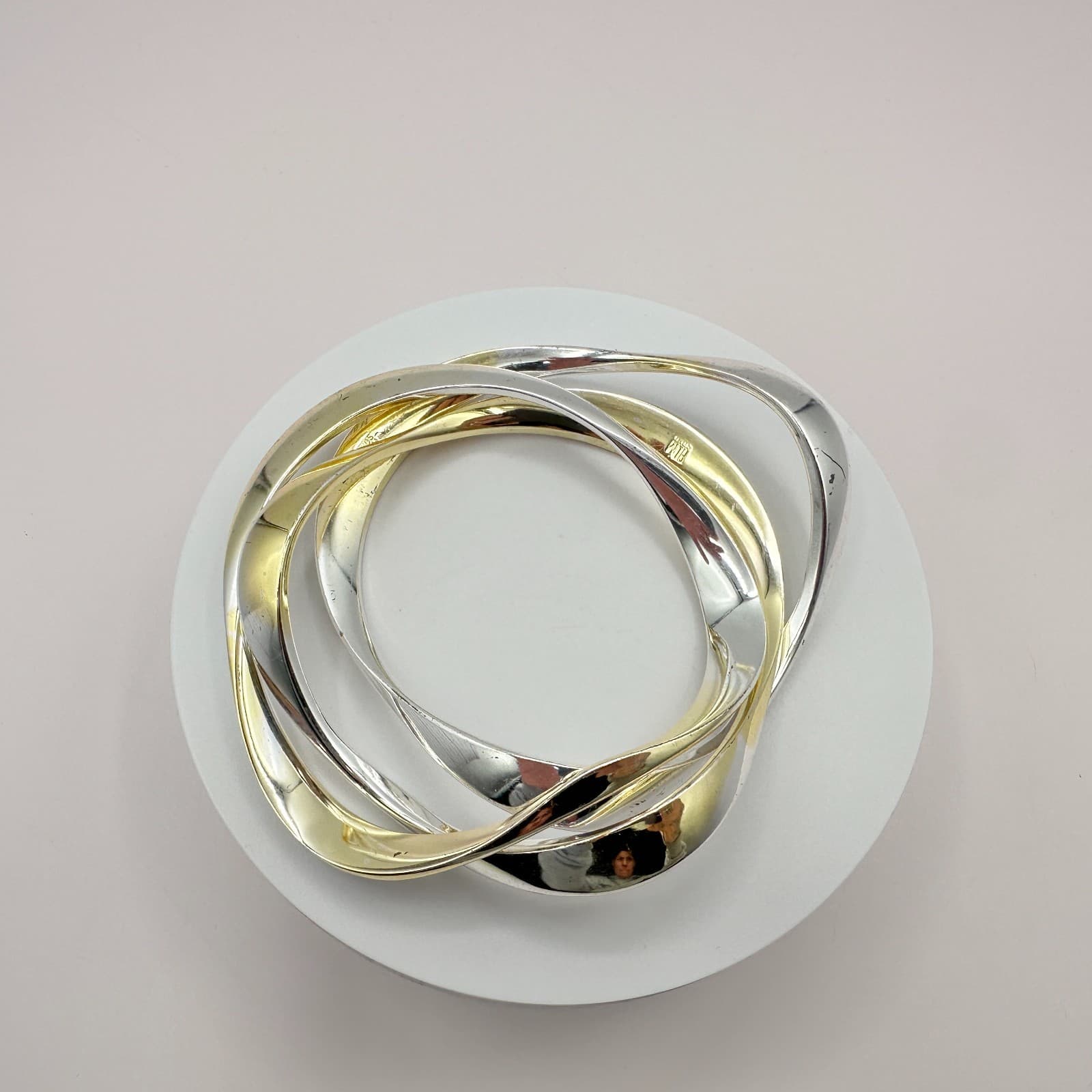 Vintage Y2K Wavy Interlocking Bracelets Set Silver/Gold Tone Women's Jewelry - Thumbnail 8