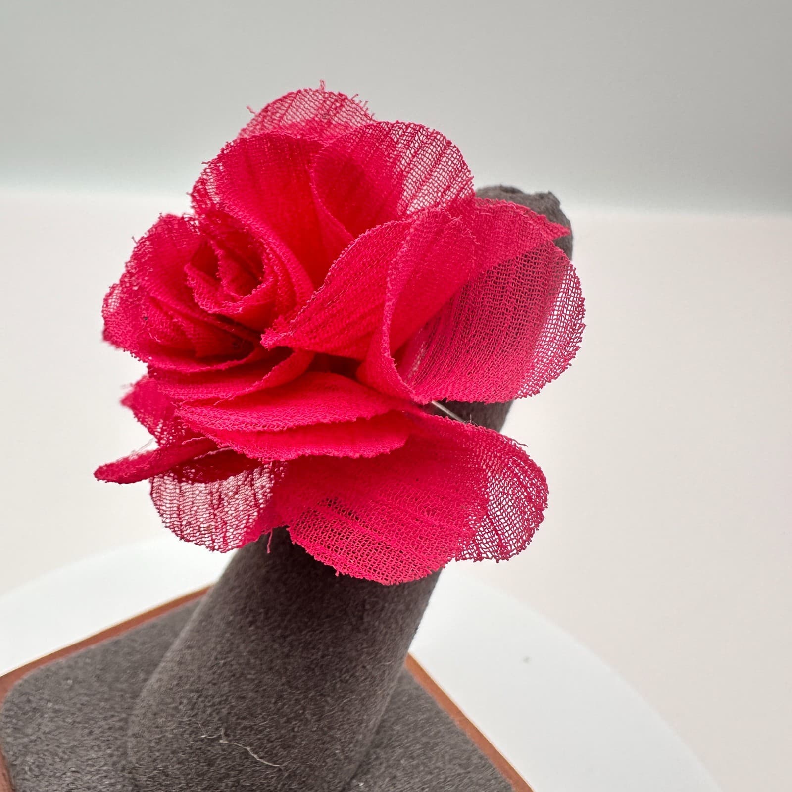 Vintage Y2K Hot Pink Floral Ring Silver Tone Retro Women's Classic Jewelry - Thumbnail 4