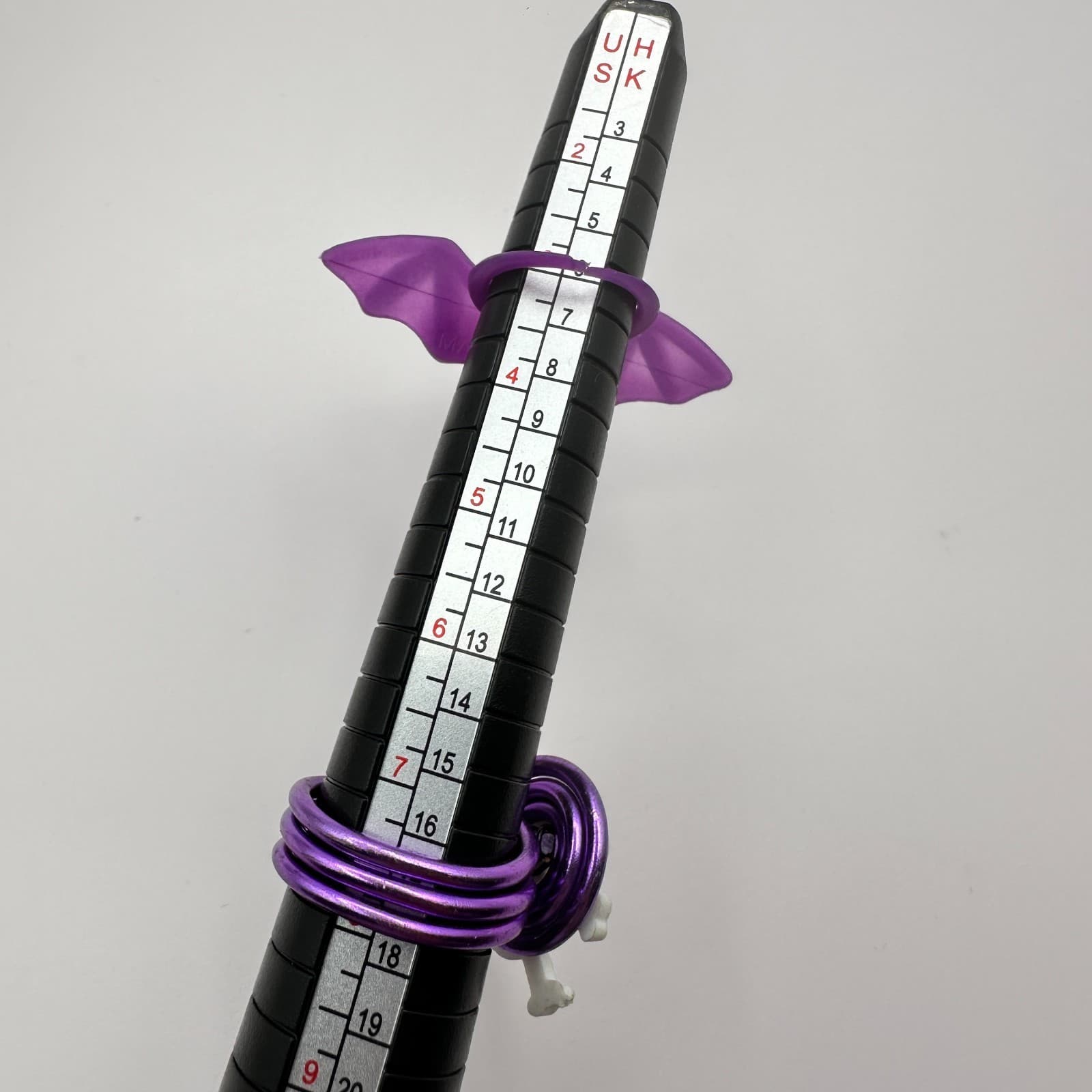 Vintage Y2K Purple Bat & Crossbones Ring Set Halloween Wire Wrap Women's Jewelry - Thumbnail 10