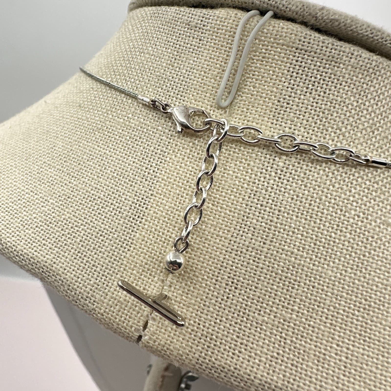 Vintage 90s Silver Pave Rhinestone Puffy Heart Lariat Necklace Tie Retro Jewelry - Thumbnail 7