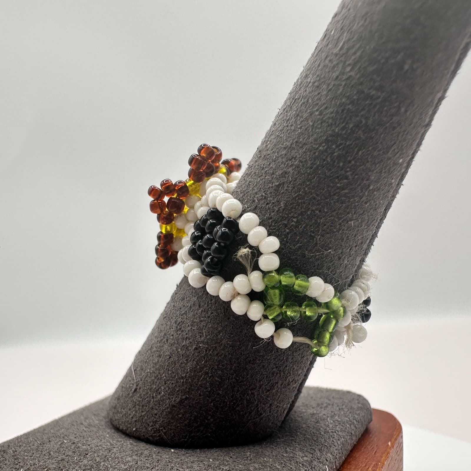 Vintage Y2K Seed Beaded Floral Stretch Ring Boho Retro Women's Classic Jewelry - Thumbnail 6