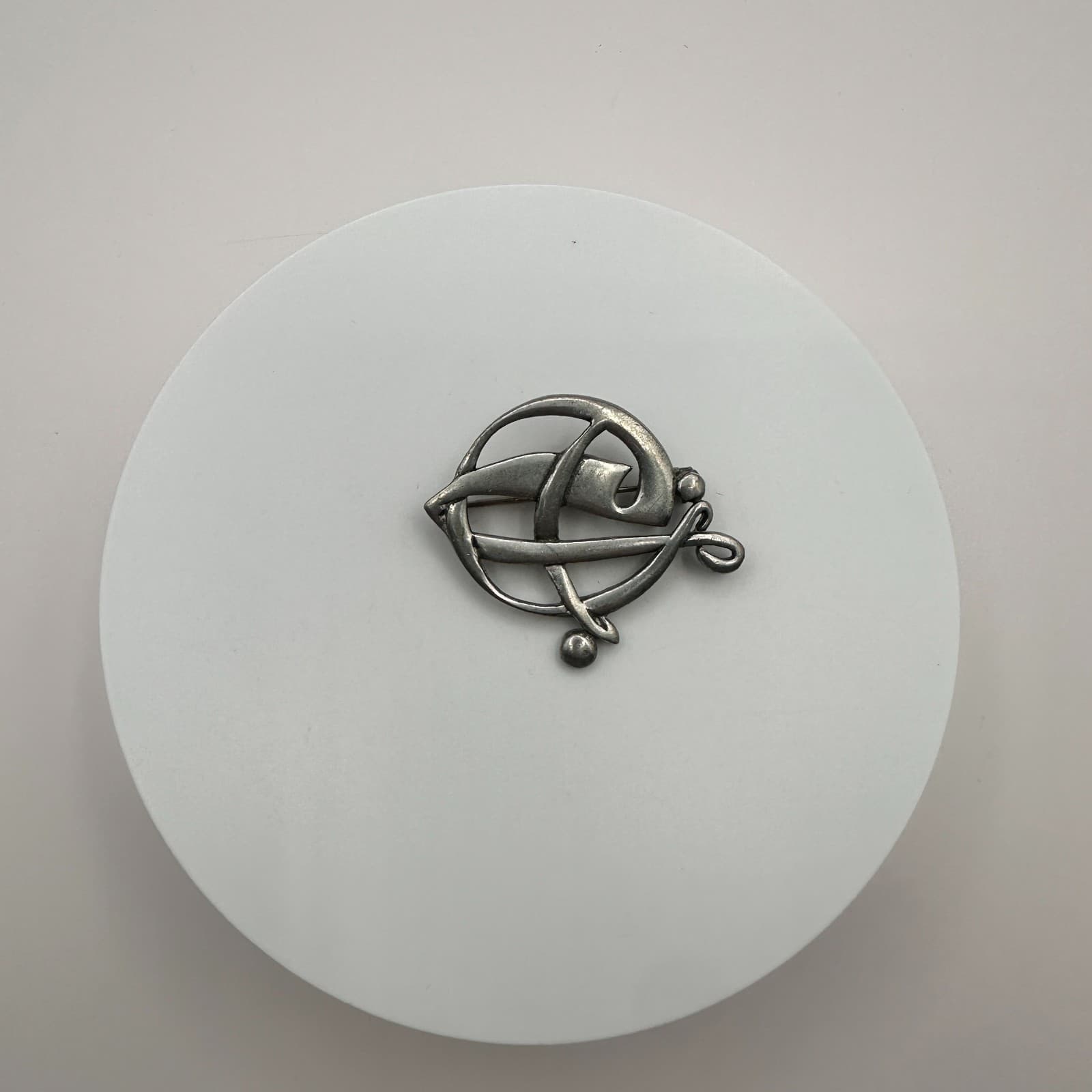 Vintage 80s SilverTone Abstract Geometric Brooch Pin Modernist Brutalist Fashion - Thumbnail 3