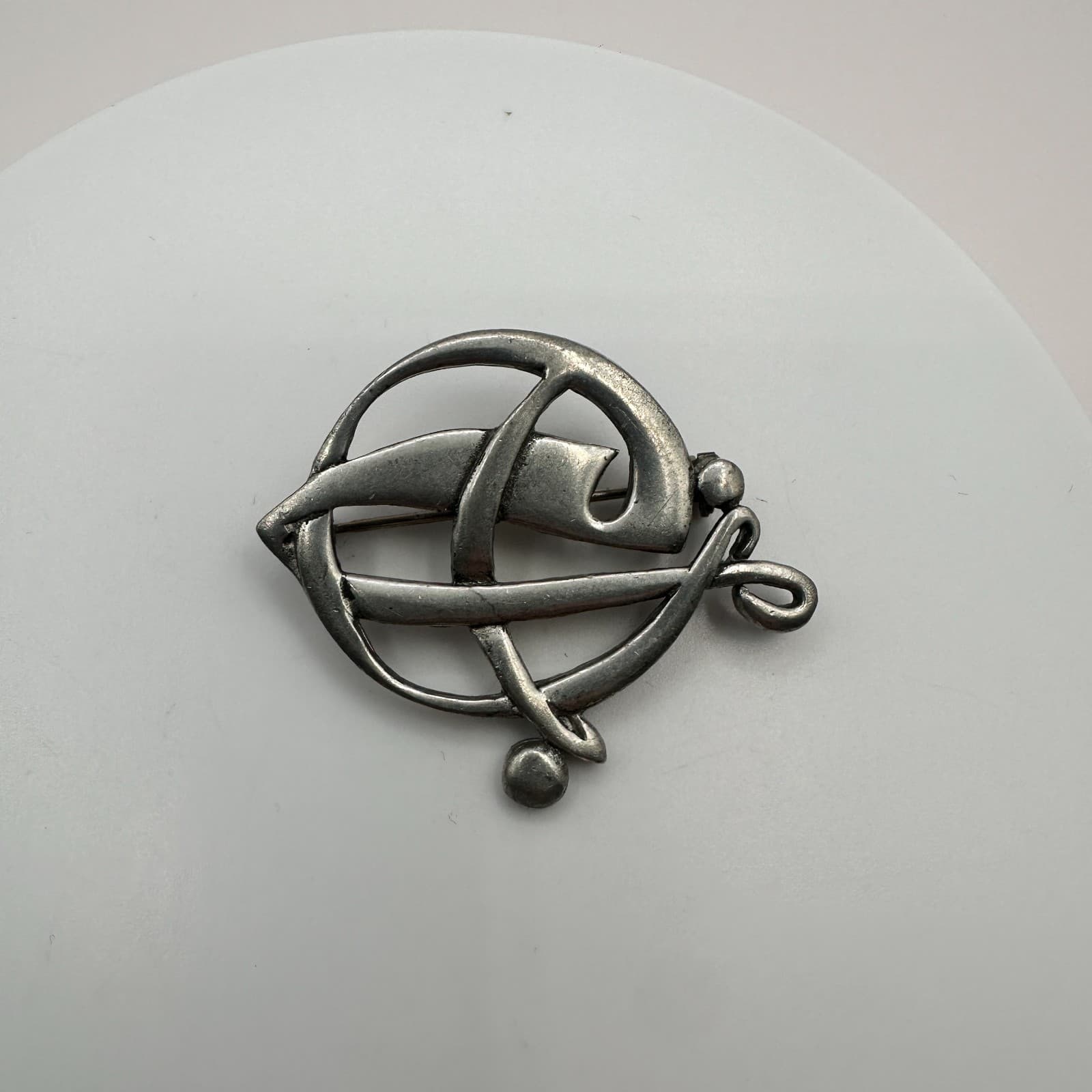 Vintage 80s SilverTone Abstract Geometric Brooch Pin Modernist Brutalist Fashion - Thumbnail 2