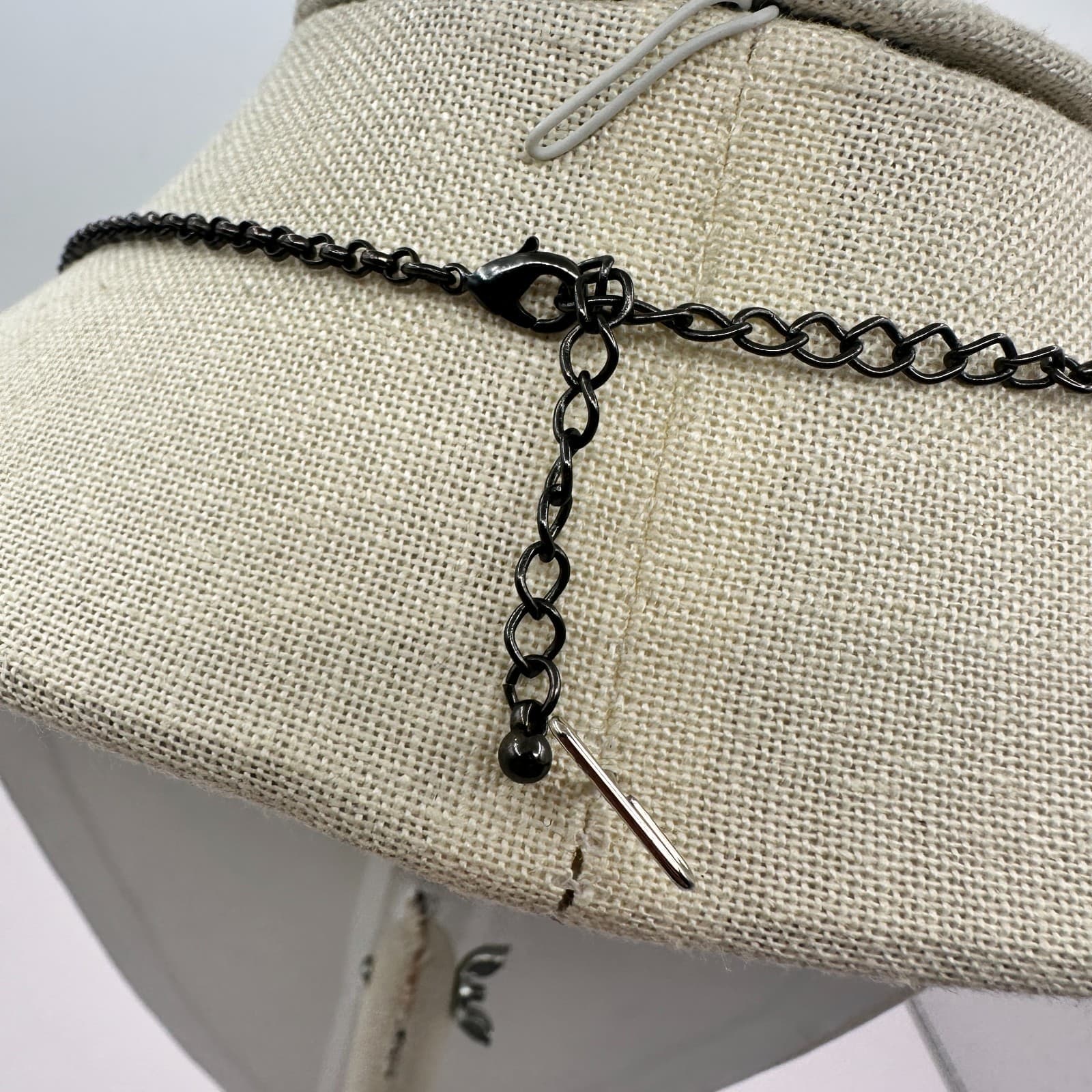 Vintage 90s Y2K Black Textured Circle Link Long Station Necklace Fashion Jewelry - Thumbnail 7