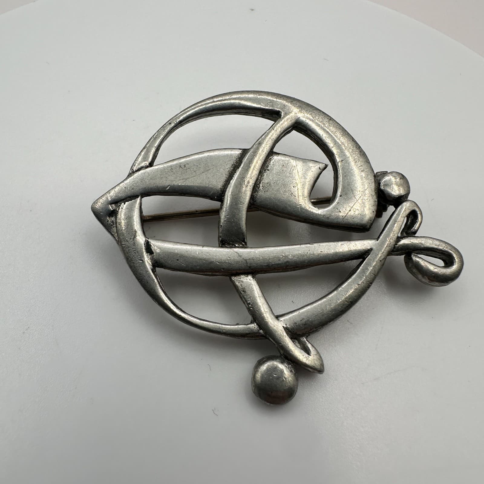 Vintage 80s SilverTone Abstract Geometric Brooch Pin Modernist Brutalist Fashion - Thumbnail 4