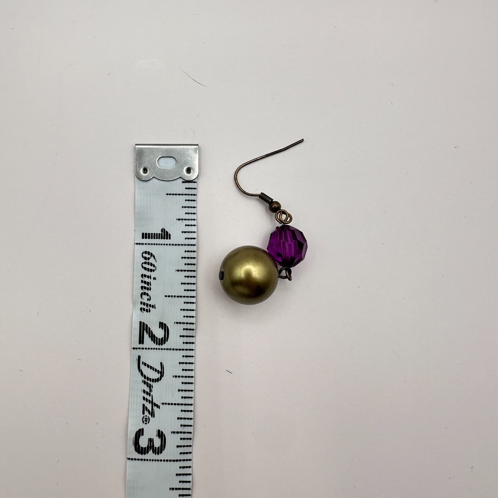 Vintage Y2K Purple Glass & Gold Tone Beaded Dangle Earrings Retro Boho Jewelry - Thumbnail 6