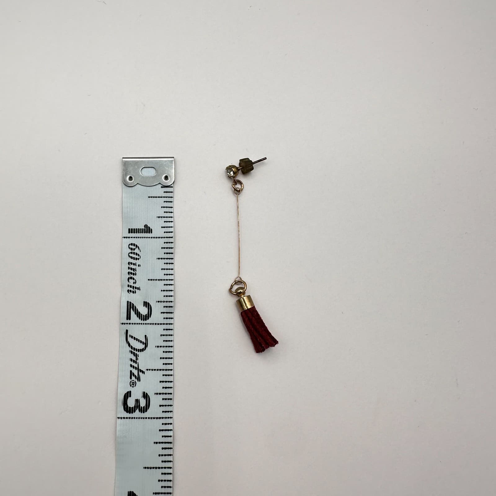 Vintage Y2K Gold Tone Clear Rhinestone Suede Tassel Dangle Earrings Boho Jewelry - Thumbnail 6