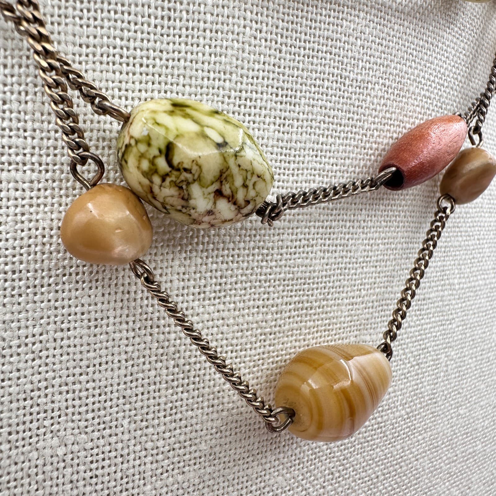 Vintage Y2K Gold Tone Multi Strand Beaded Necklace Women's Classic Jewelry - Thumbnail 4