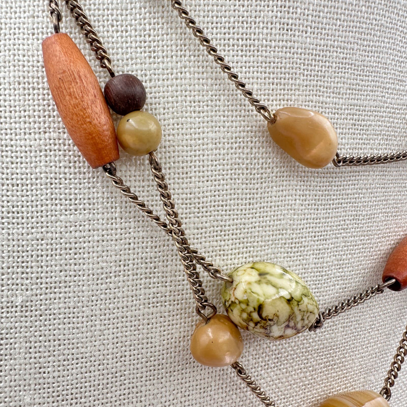 Vintage Y2K Gold Tone Multi Strand Beaded Necklace Women's Classic Jewelry - Thumbnail 3