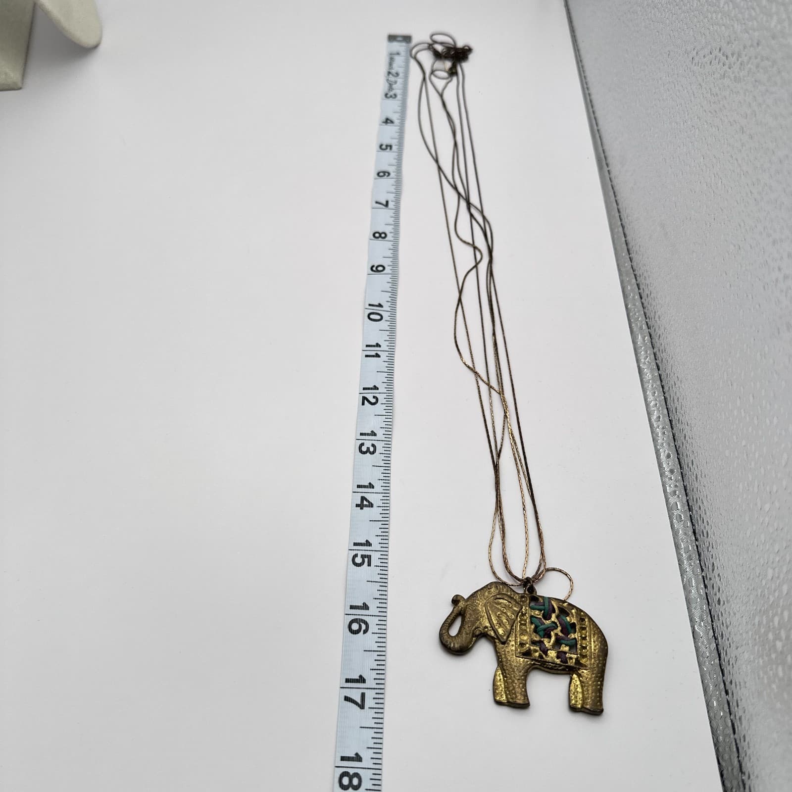 Vintage 90s Multi Strand Gold Tone Chain Elephant Pendant Necklace Boho Jewelry - Thumbnail 9