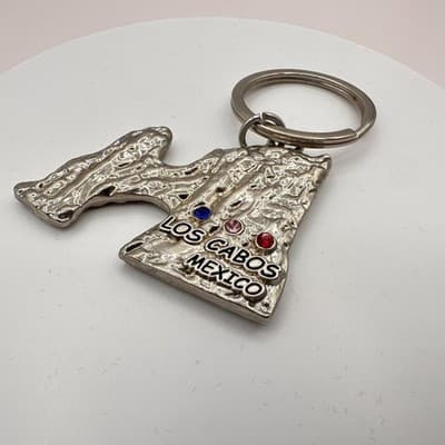 Vintage 90s Los Cabos Mexico Keychain Silver Tone Rhinestone Fashion Jewelry - Thumbnail 6