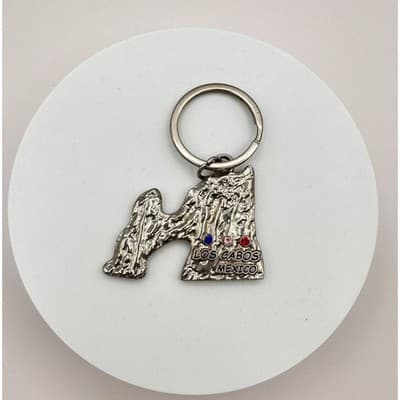 Vintage 90s Los Cabos Mexico Keychain Silver Tone Rhinestone Fashion Jewelry - Thumbnail 2