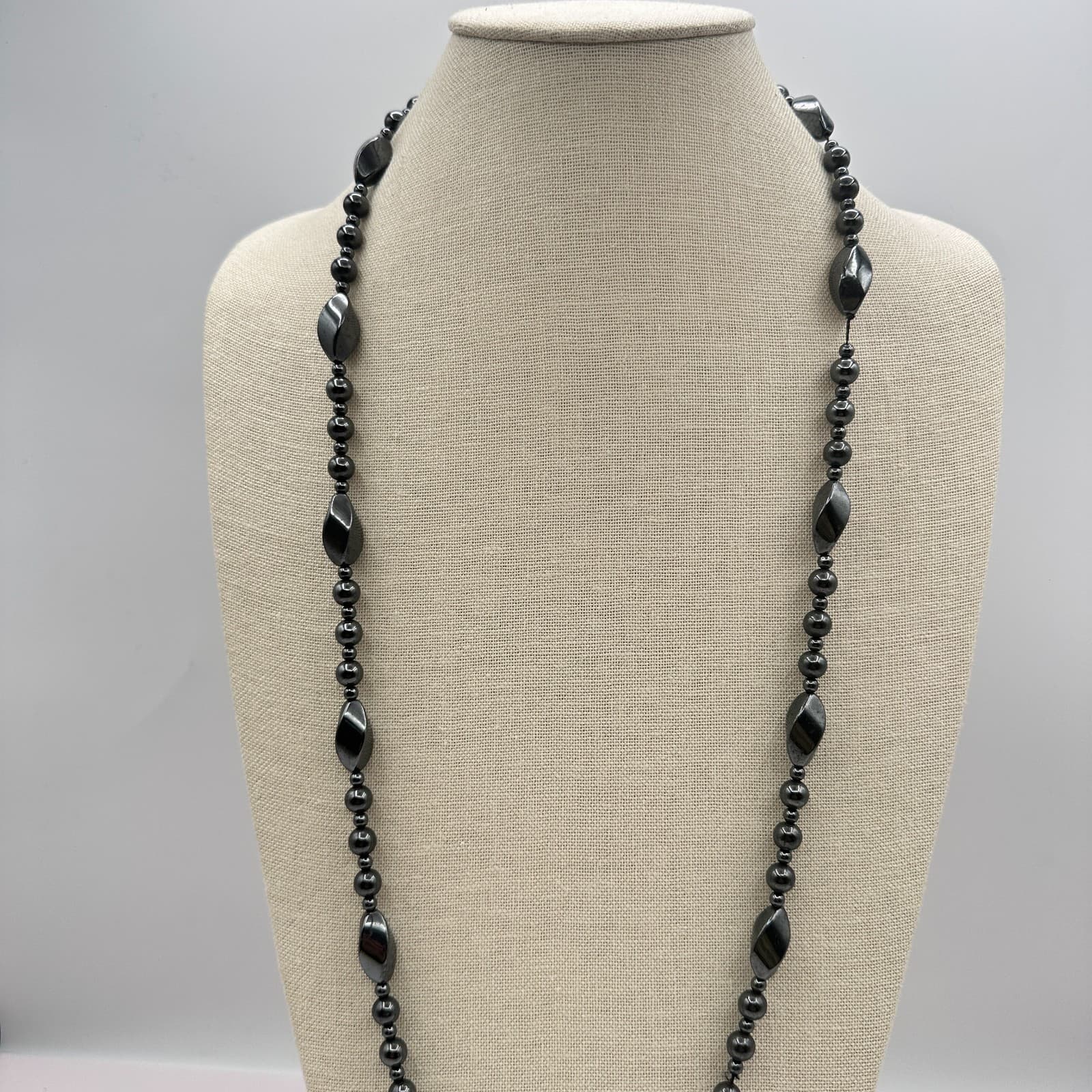 Vintage 90s Gunmetal Chain Necklace Statement Women's Classic Fashion Jewelry - Thumbnail 6