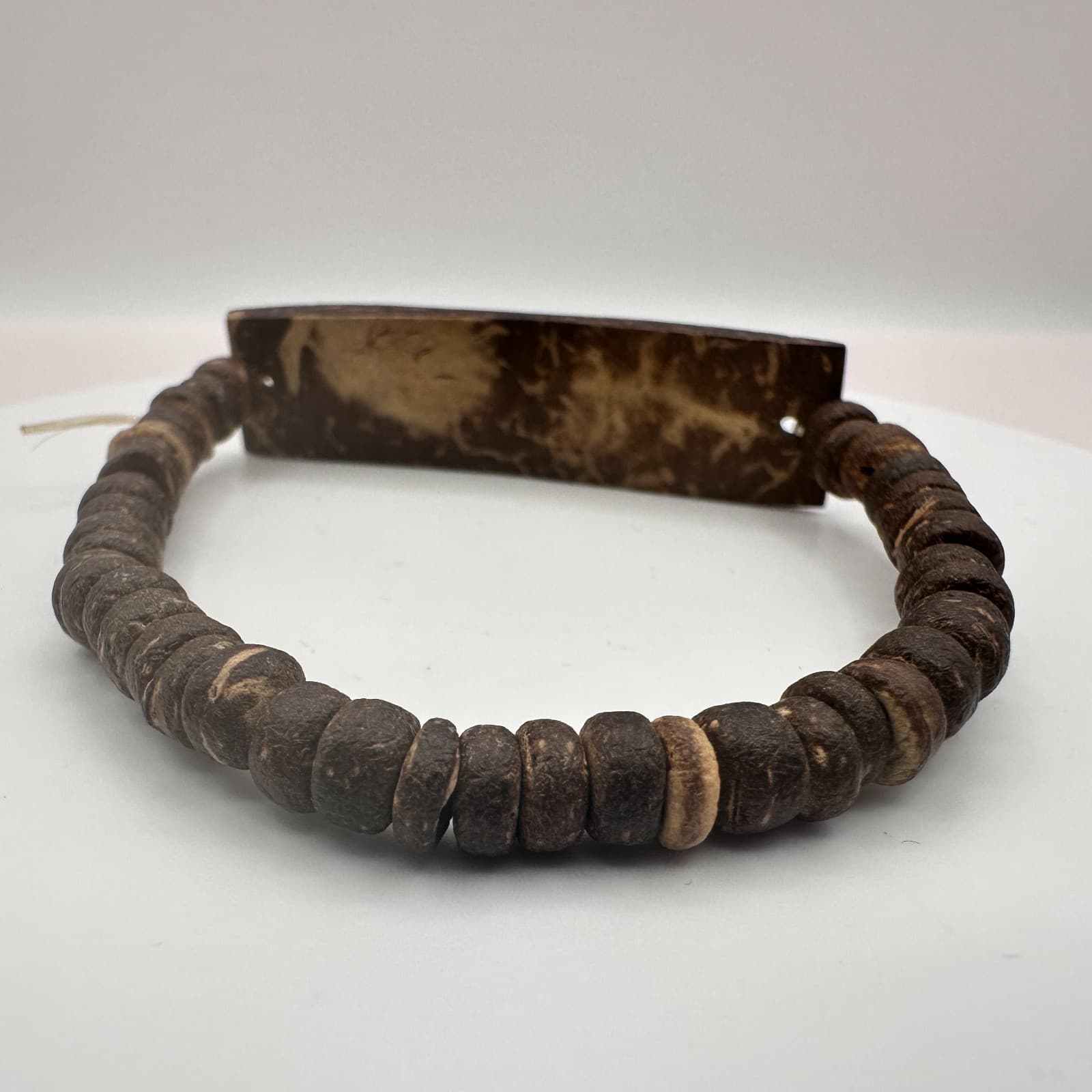 Vintage 90s Hawaii Coconut Shell Hand Painted Hibiscus Floral Beaded Bracelet - Thumbnail 6