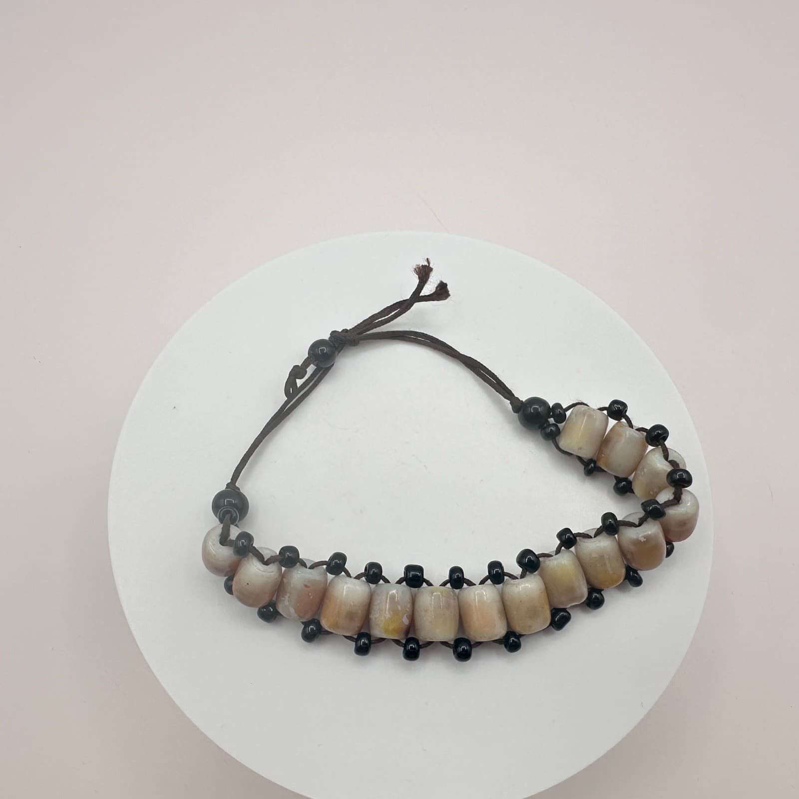 Vintage 90s Boho Black Seed Beaded Bracelet Statement Women's Classic Jewelry - Thumbnail 6