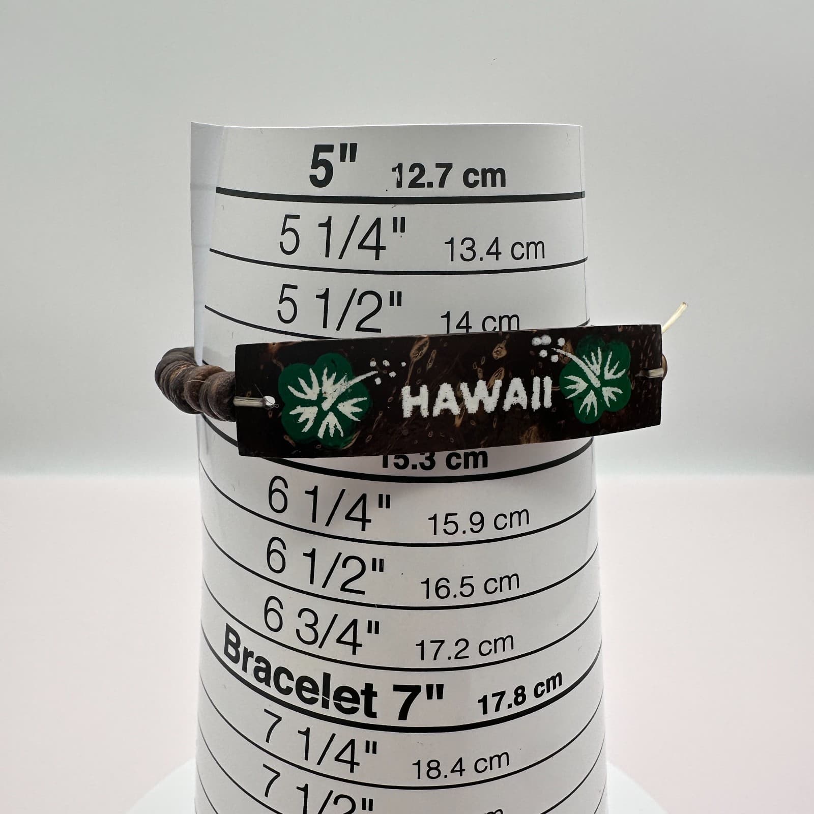Vintage 90s Hawaii Coconut Shell Hand Painted Hibiscus Floral Beaded Bracelet - Thumbnail 8