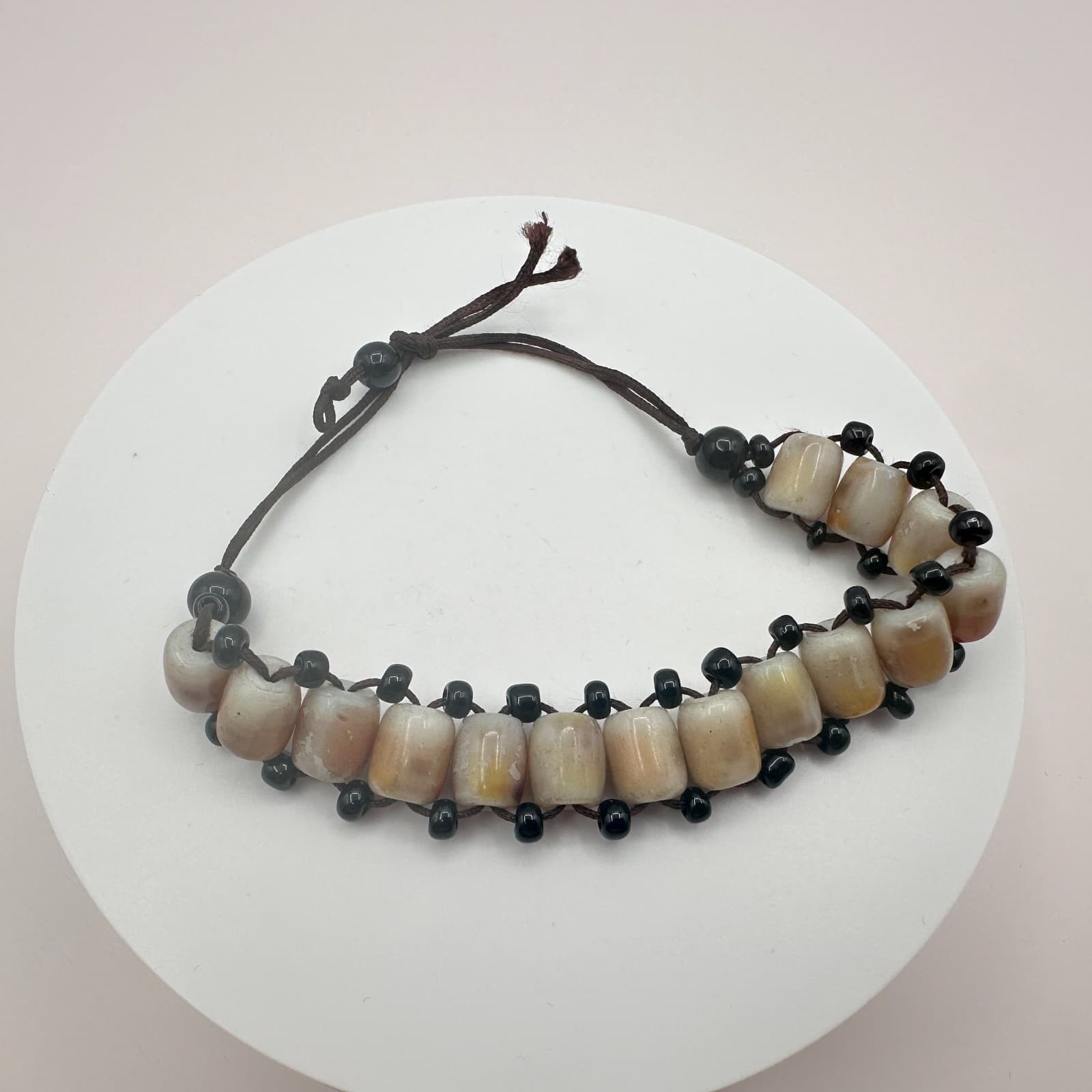 Vintage 90s Boho Black Seed Beaded Bracelet Statement Women's Classic Jewelry - Thumbnail 2