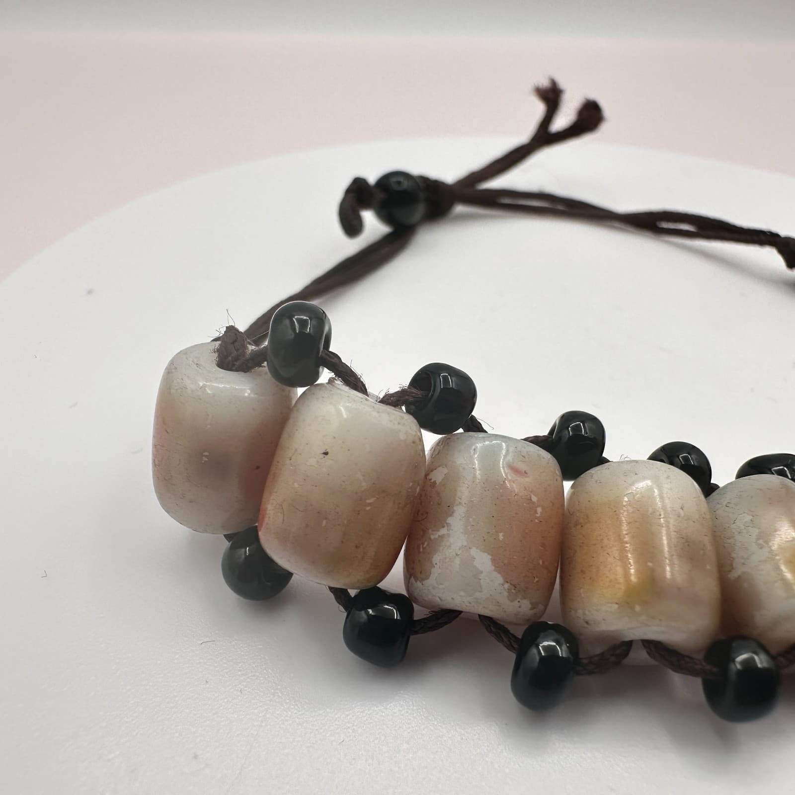 Vintage 90s Boho Black Seed Beaded Bracelet Statement Women's Classic Jewelry - Thumbnail 3