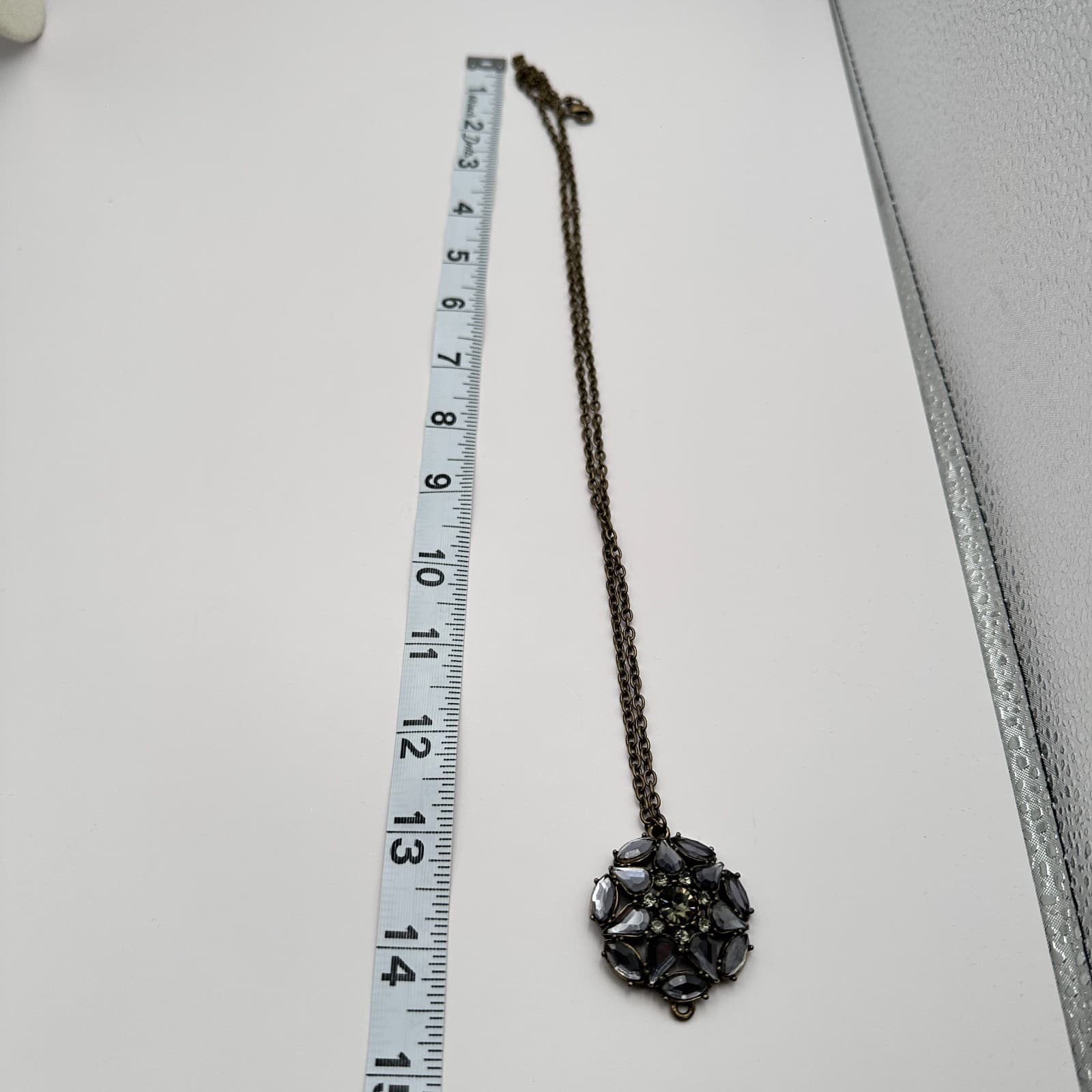 Vintage Y2K Statement Rhinestone Pendant Necklace Women's Classic Jewelry - Thumbnail 8