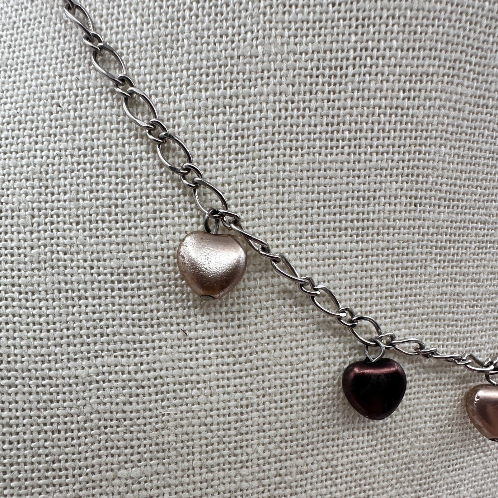 Vintage Y2K Silver Tone Multi Heart Charm Necklace Retro Women's Classic Jewelry - Thumbnail 3