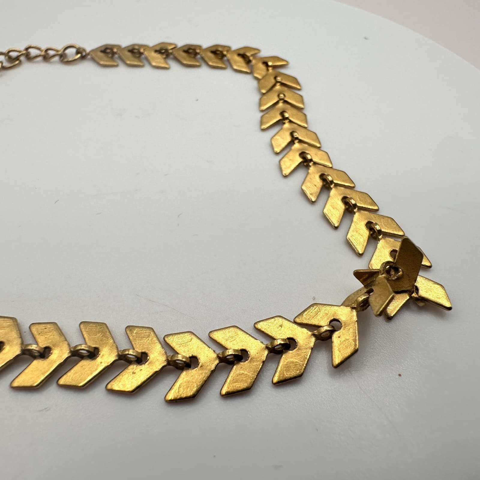 Vintage Y2K Gold Tone Chevron Herringbone Link Bracelet Boho Women's Jewelry - Thumbnail 6