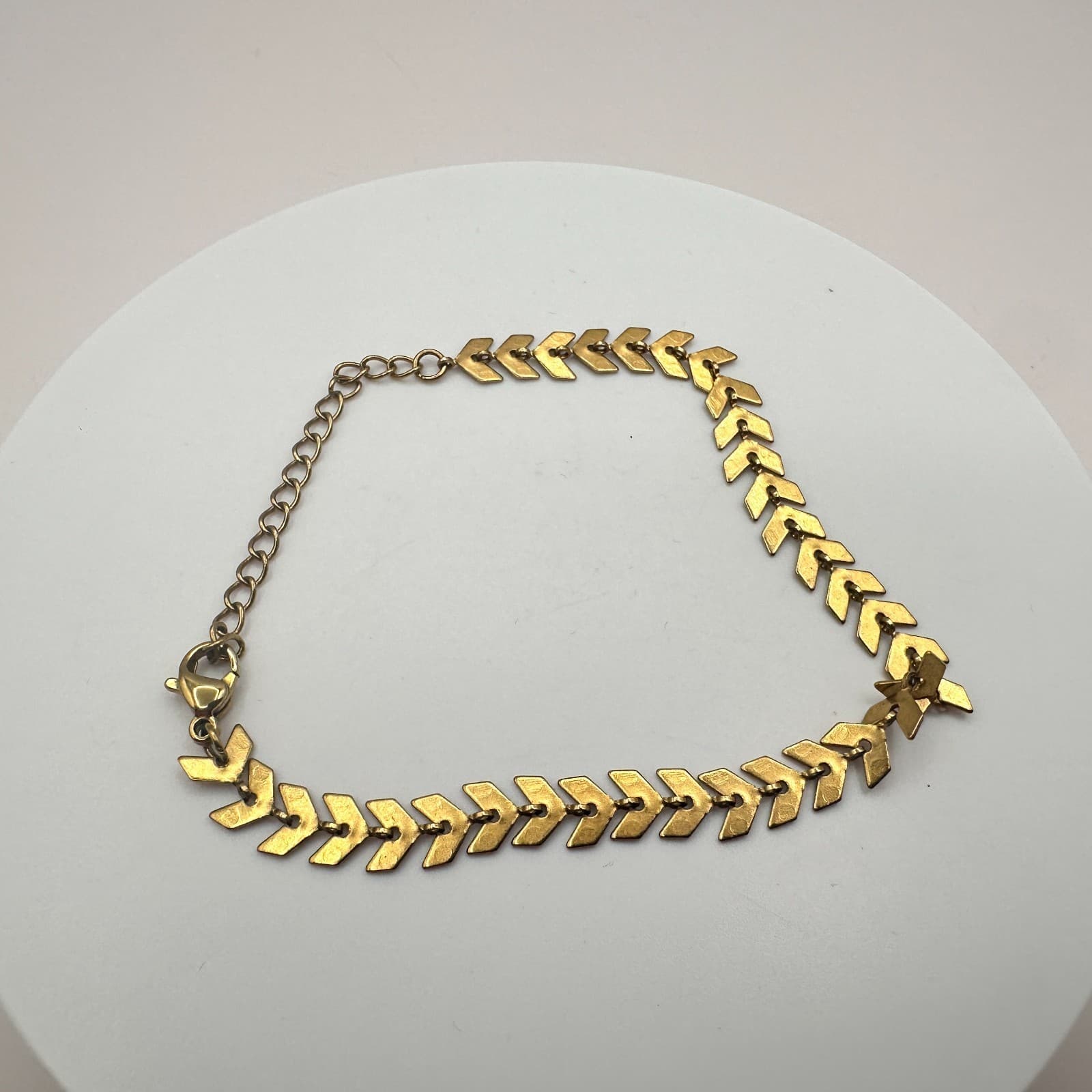 Vintage Y2K Gold Tone Chevron Herringbone Link Bracelet Boho Women's Jewelry - Thumbnail 5