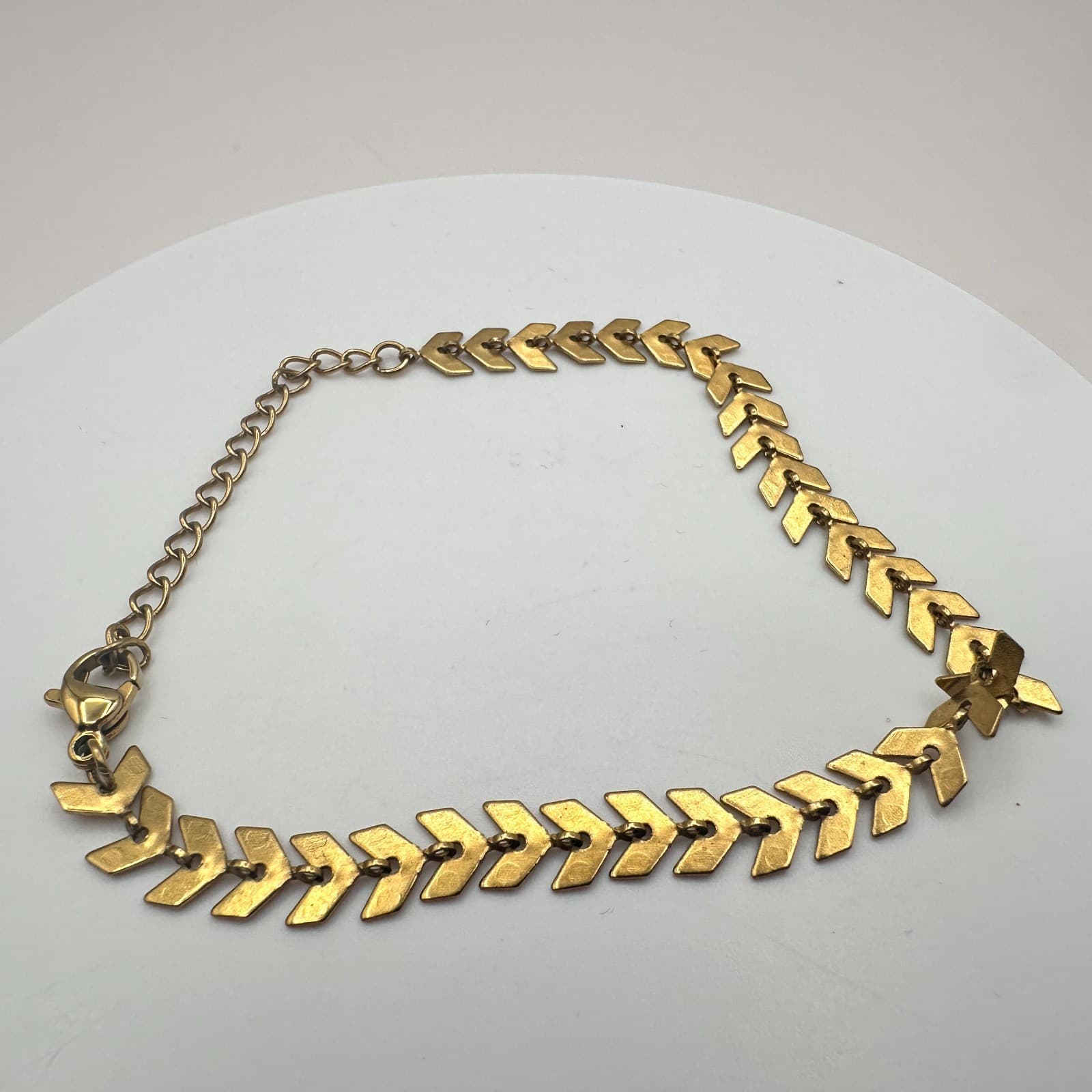 Vintage Y2K Gold Tone Chevron Herringbone Link Bracelet Boho Women's Jewelry - Thumbnail 3