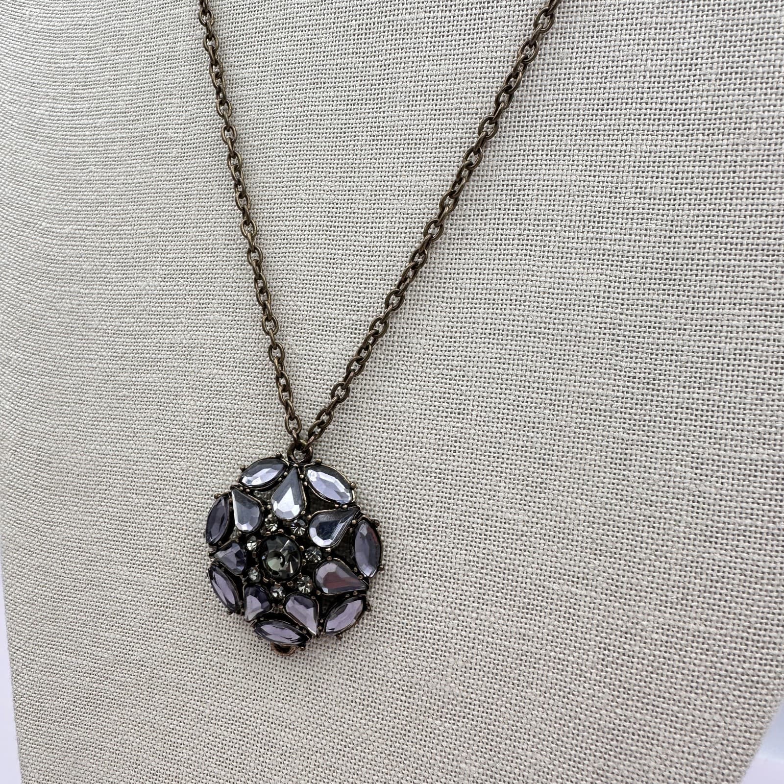 Vintage Y2K Statement Rhinestone Pendant Necklace Women's Classic Jewelry - Thumbnail 6