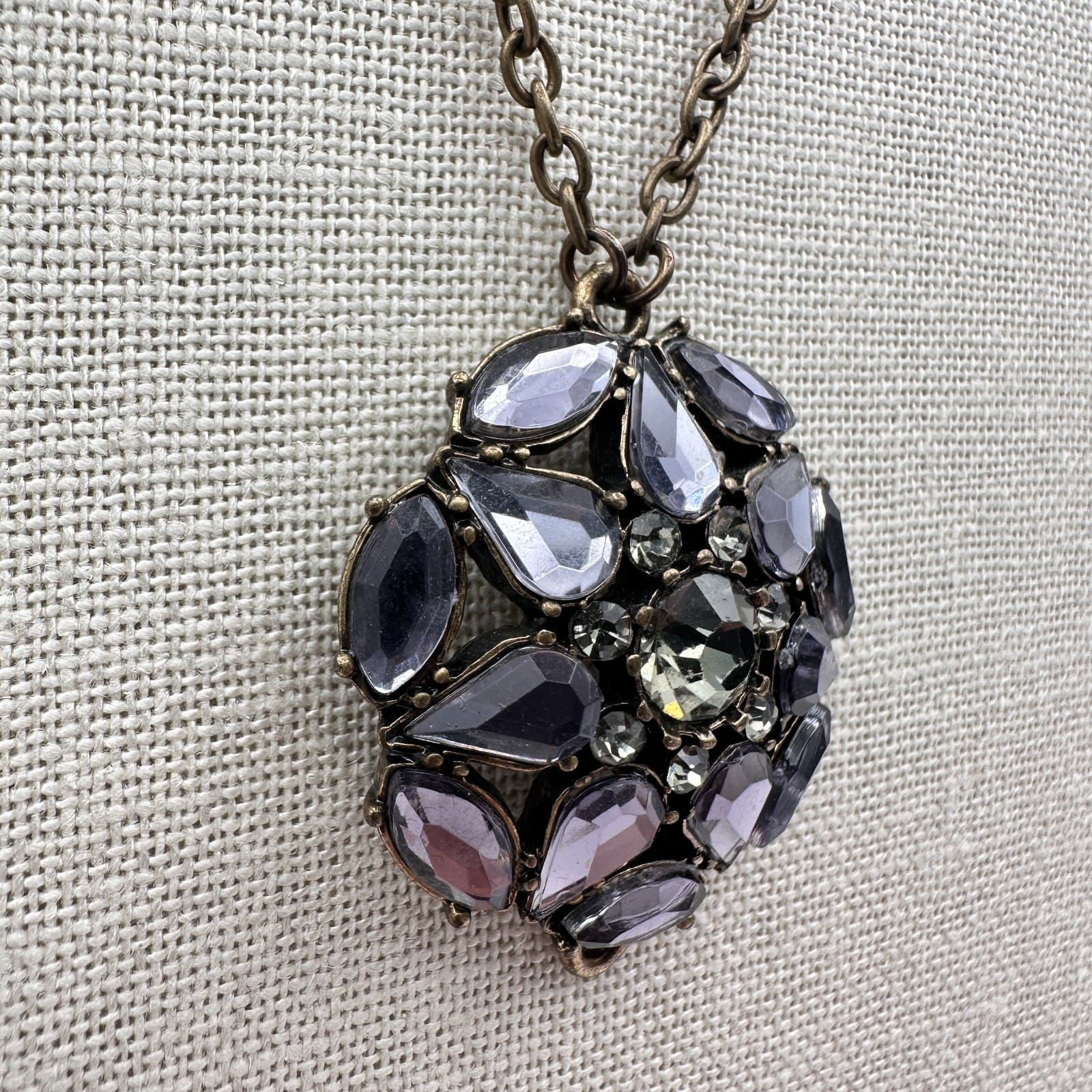 Vintage Y2K Statement Rhinestone Pendant Necklace Women's Classic Jewelry - Thumbnail 4
