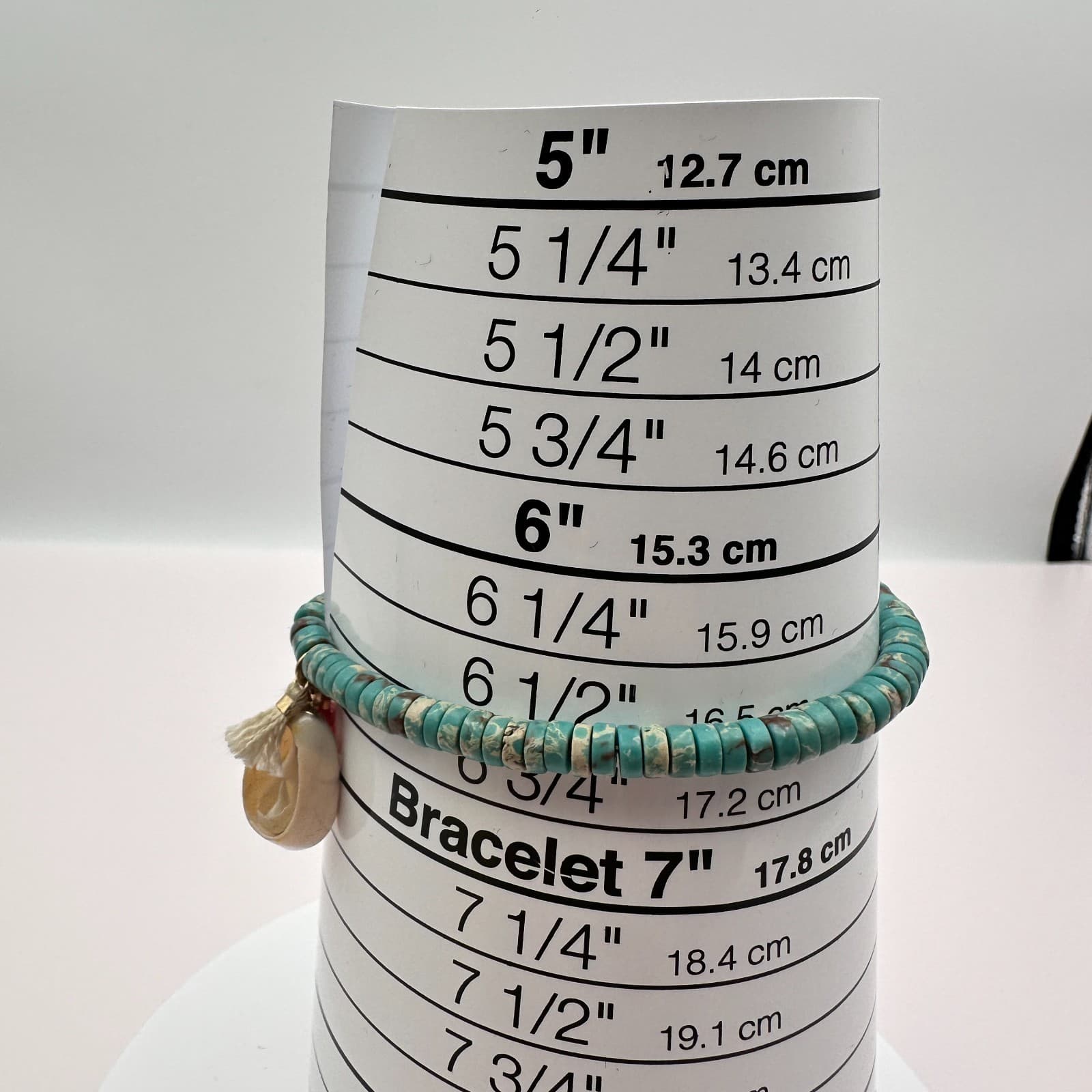 Vintage Y2K Boho Cowrie Shell Stretch Bracelet Turquoise Beaded Tassel Jewelry - Thumbnail 5