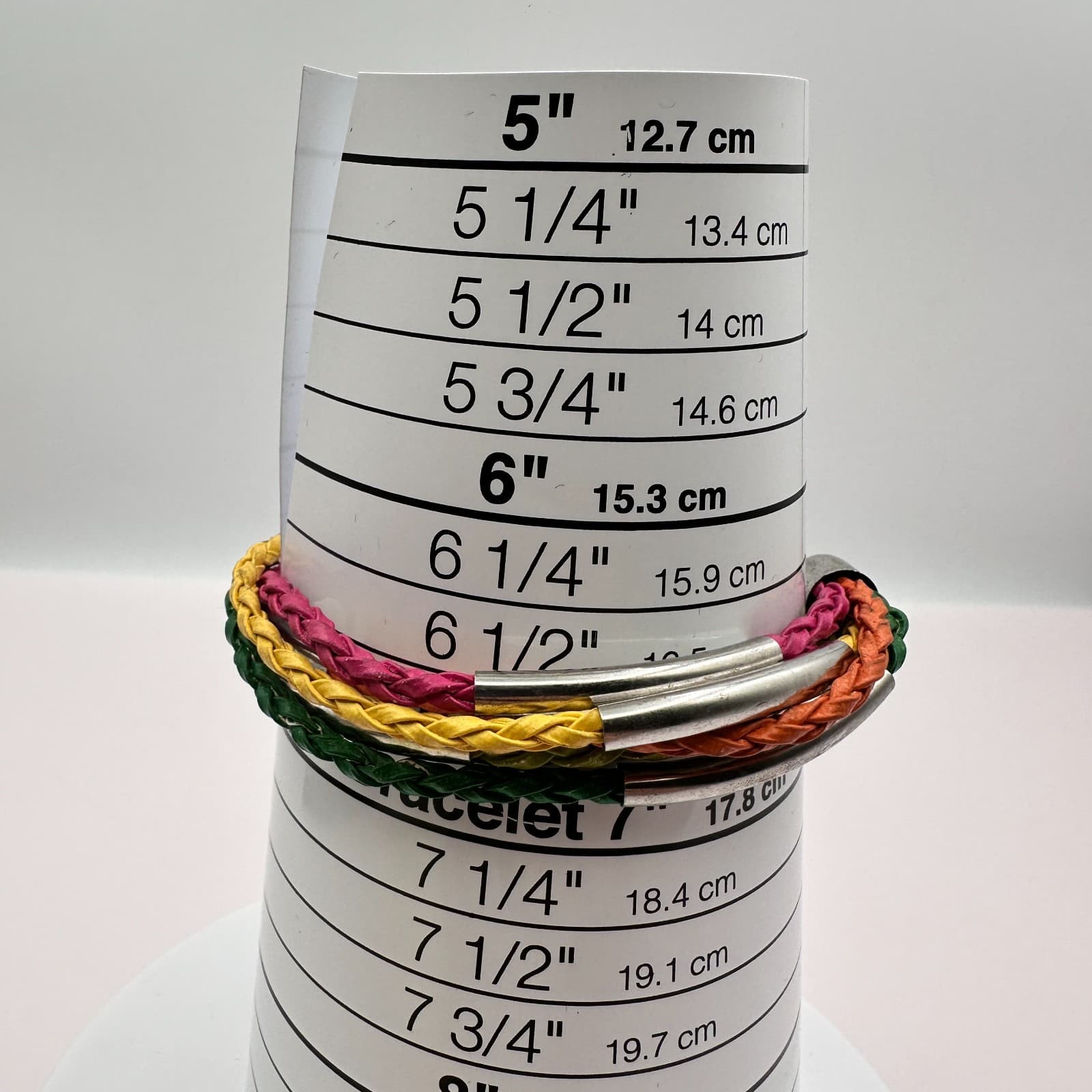 Vintage Y2K Silver-Tone Tube Multi-Strand Braided Faux Leather Bracelet Jewelry - Thumbnail 7