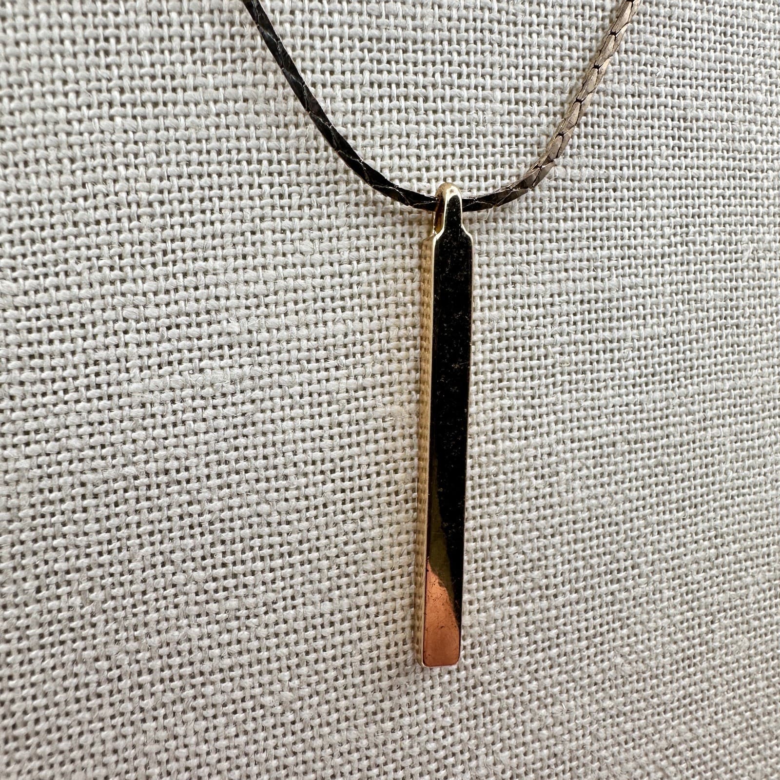Vintage 90s Y2K Gold Tone Double Layer Bar Pendant Necklace Minimalist Geometric - Thumbnail 7