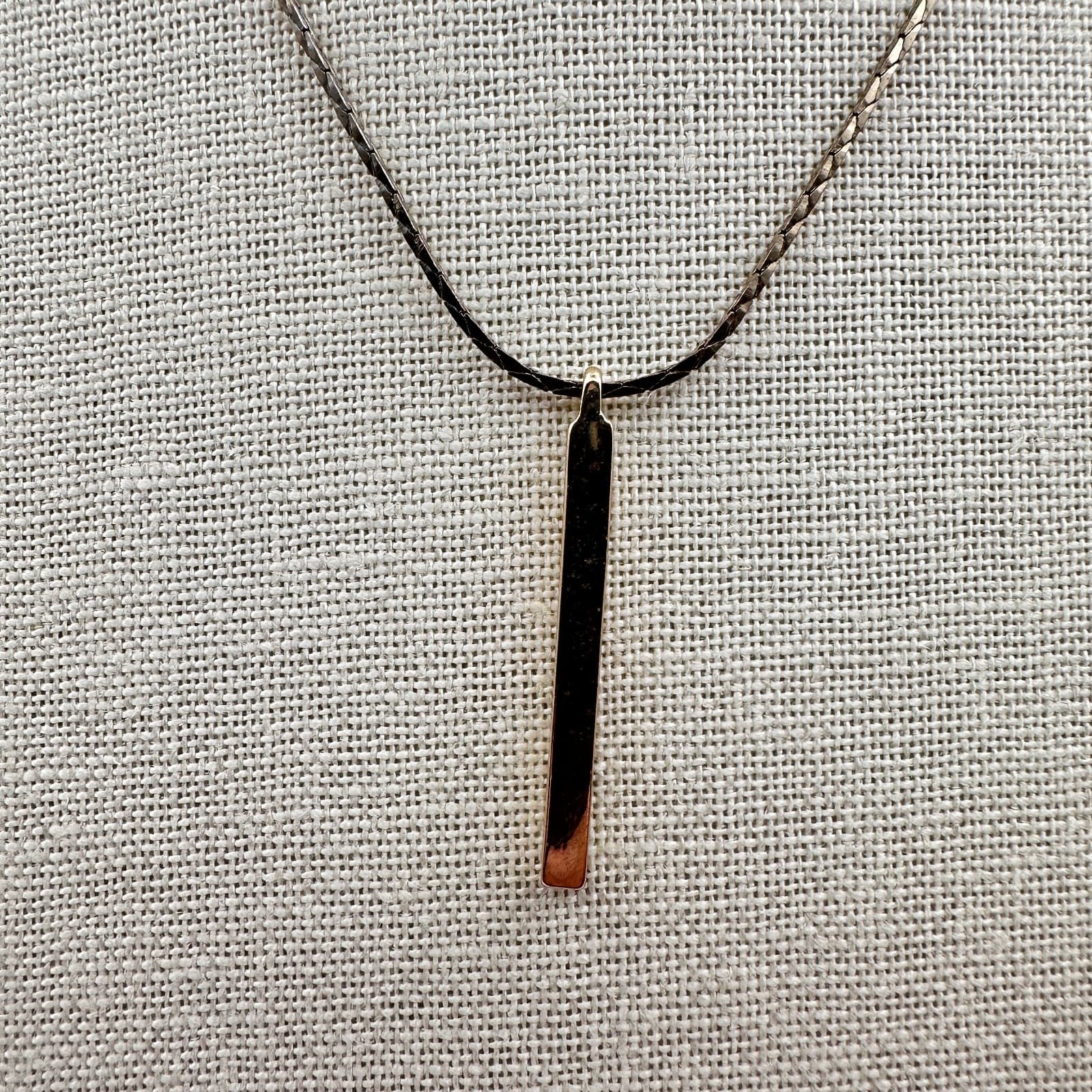 Vintage 90s Y2K Gold Tone Double Layer Bar Pendant Necklace Minimalist Geometric - Thumbnail 8