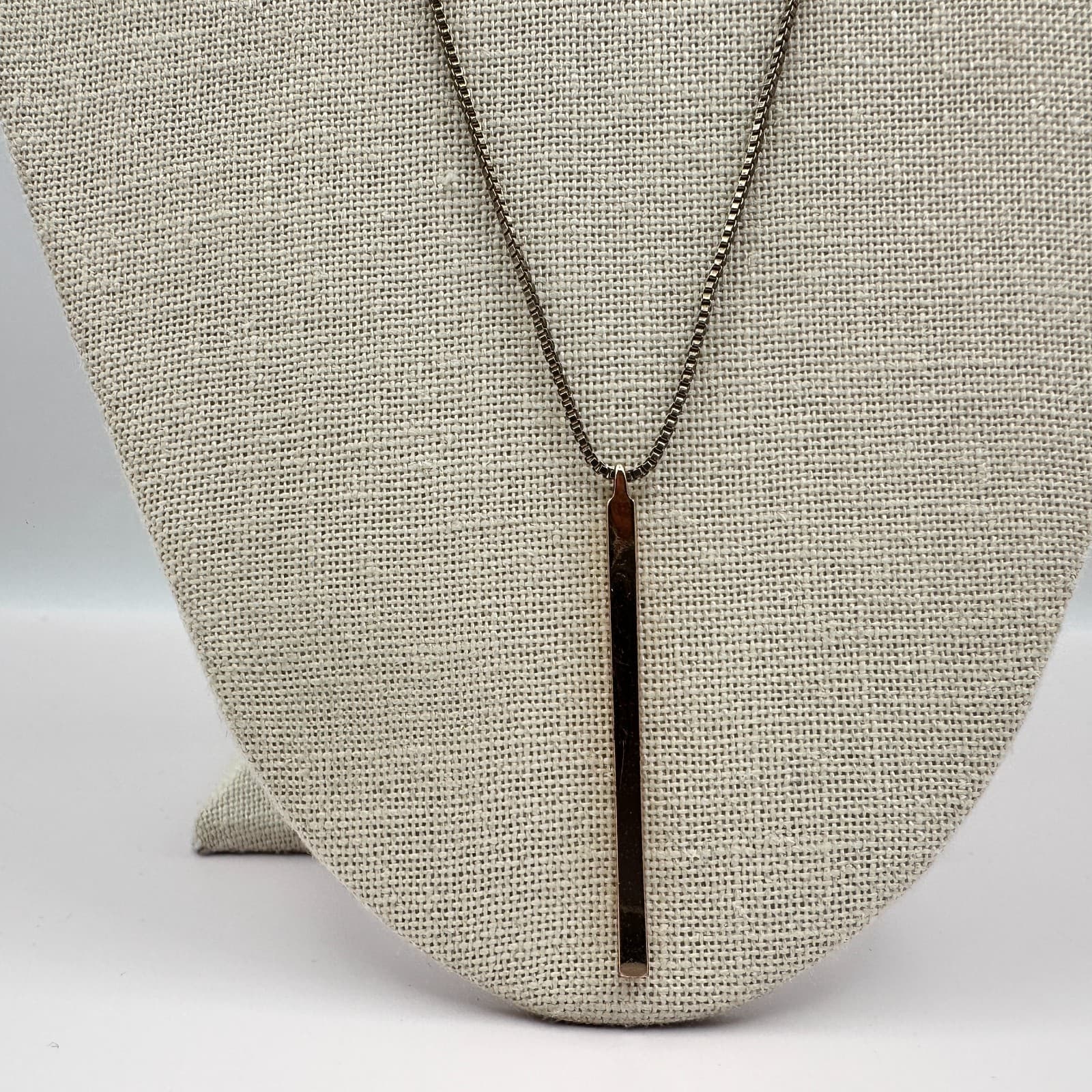 Vintage 90s Y2K Gold Tone Double Layer Bar Pendant Necklace Minimalist Geometric - Thumbnail 4