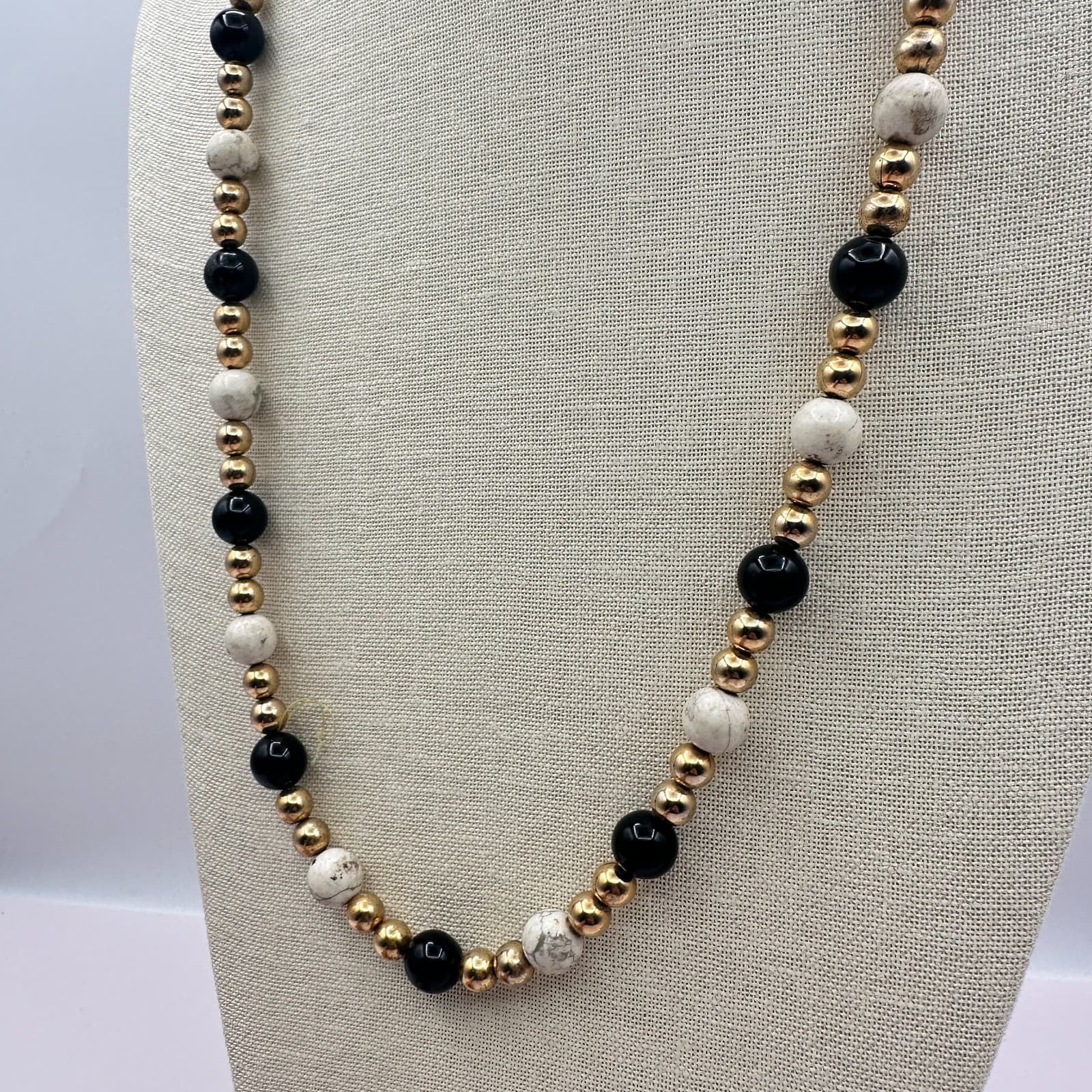 Vintage 90s Gold Tone Beaded Necklace Boho Statement Women's Classic Jewelry - Thumbnail 5
