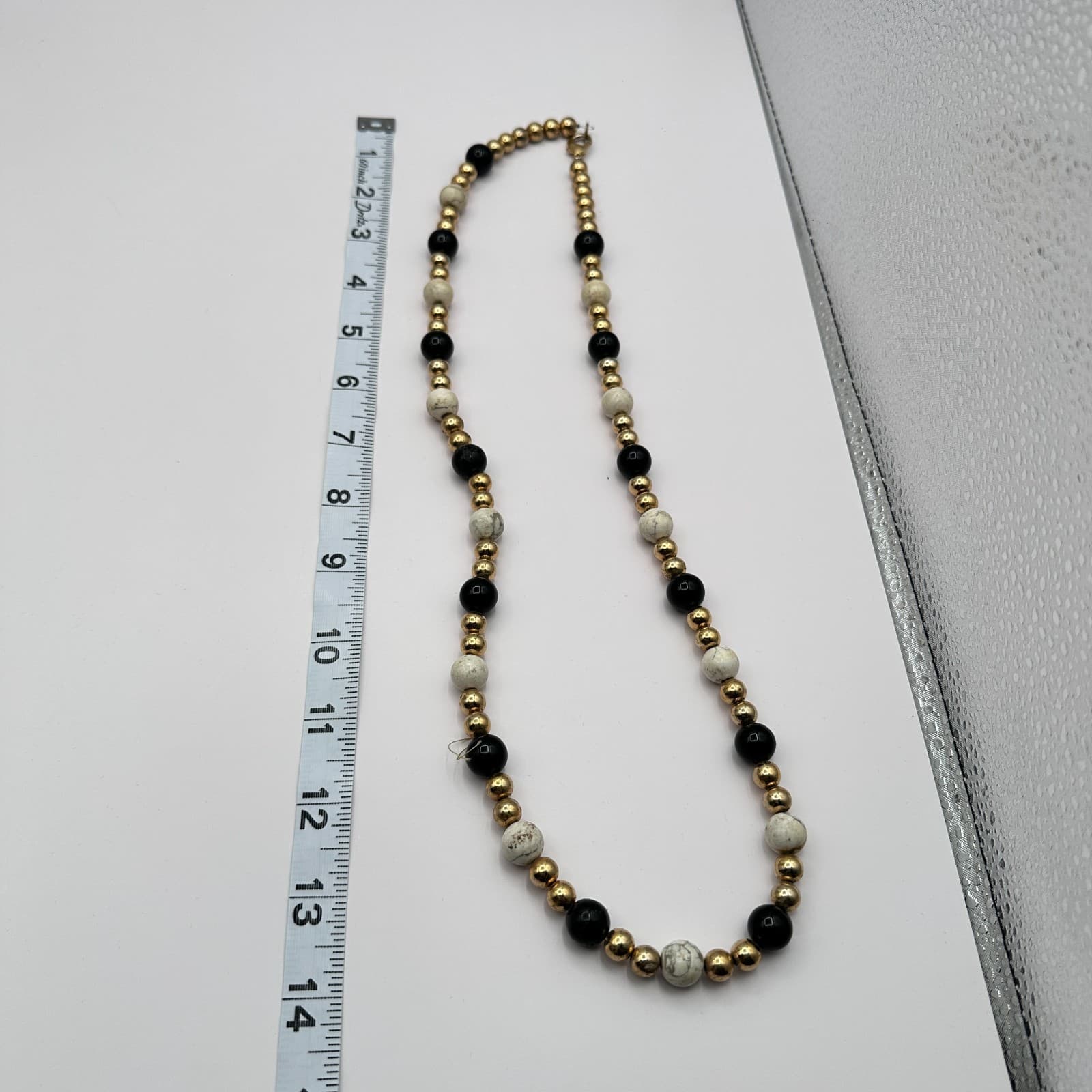 Vintage 90s Gold Tone Beaded Necklace Boho Statement Women's Classic Jewelry - Thumbnail 8