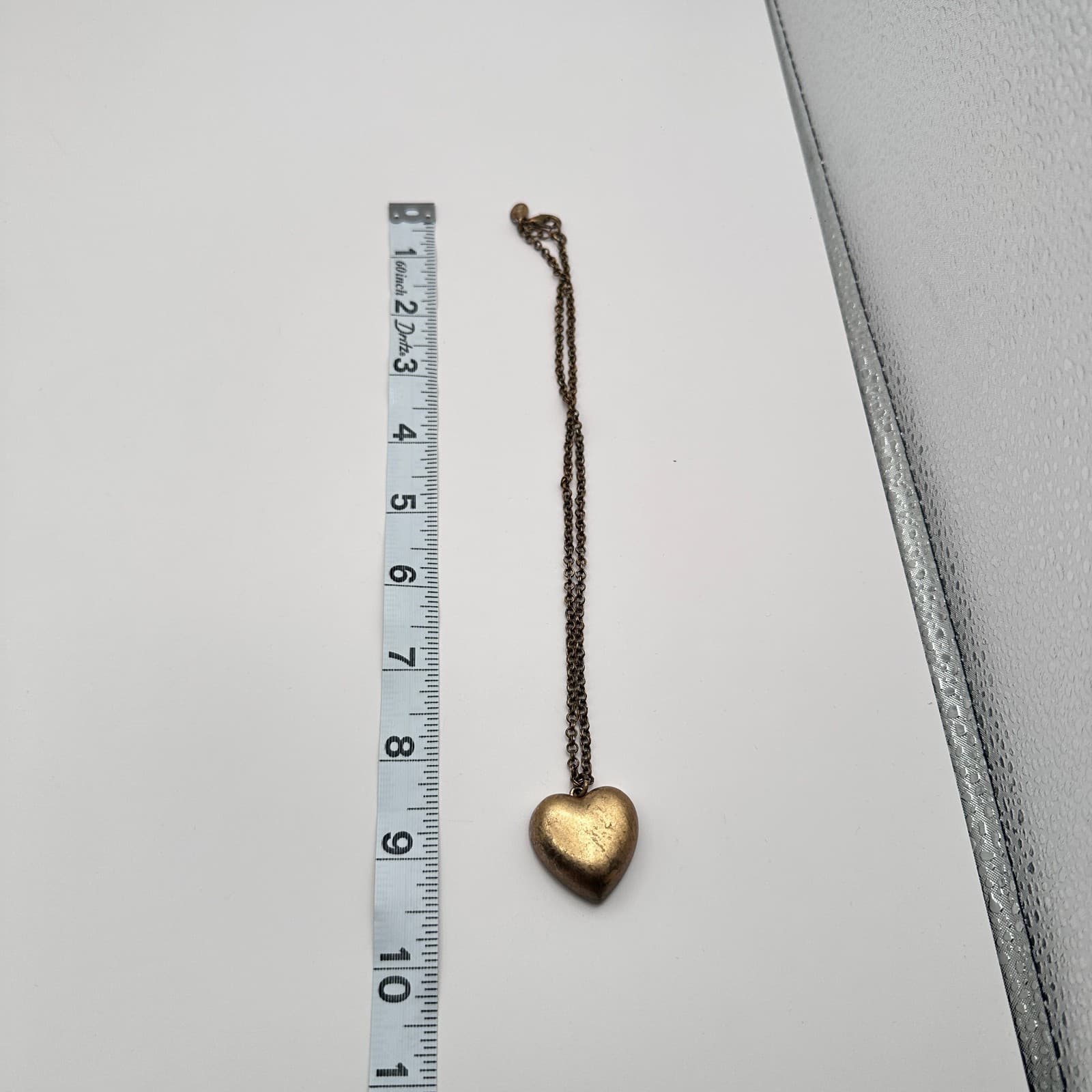 Vintage 80s Copper Tone Puffy Heart Pendant Necklace Women's Classic Jewelry - Thumbnail 9
