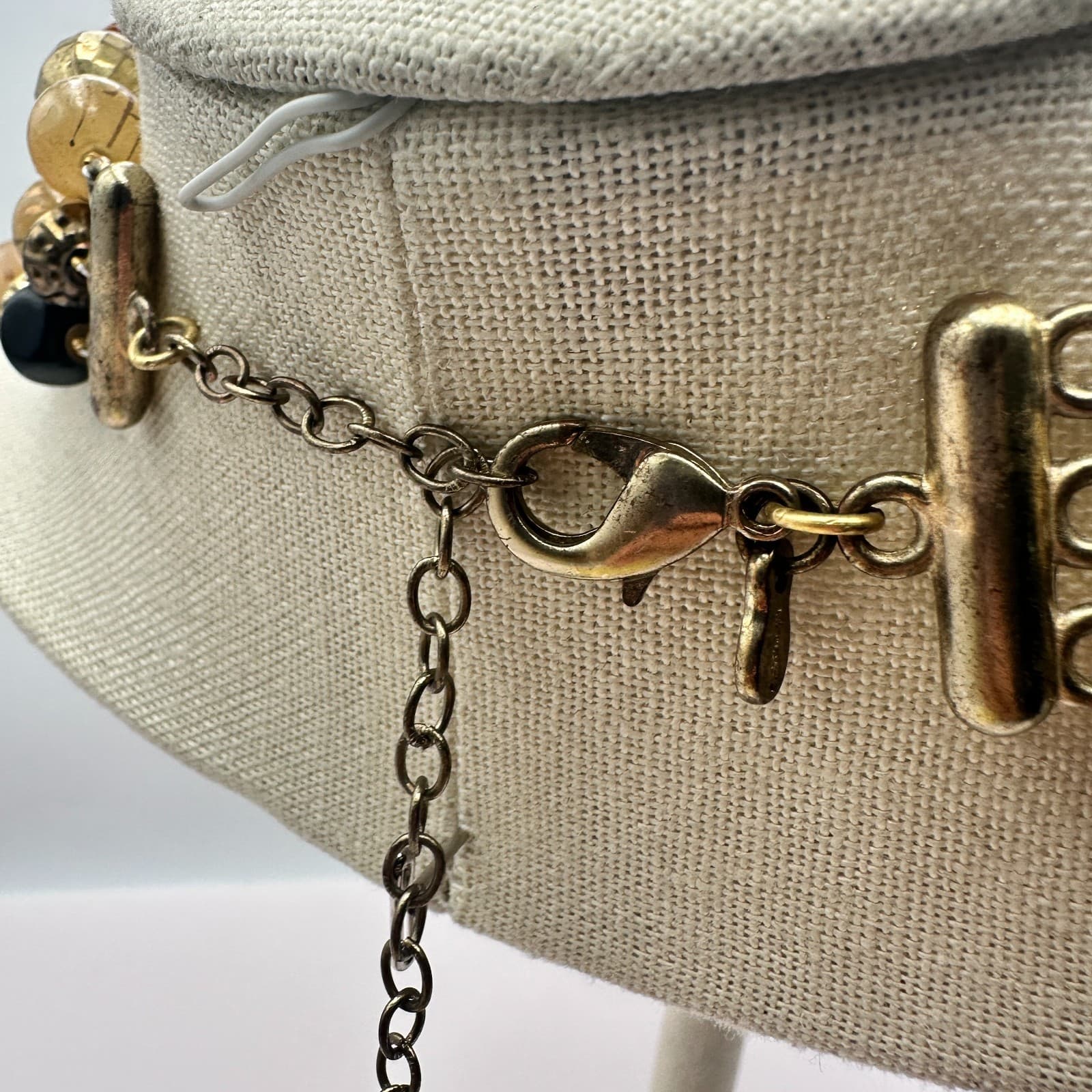 Vintage Y2K Gold Tone Multi Stand Chunky Beaded Necklace Statement Boho Jewelry - Thumbnail 9