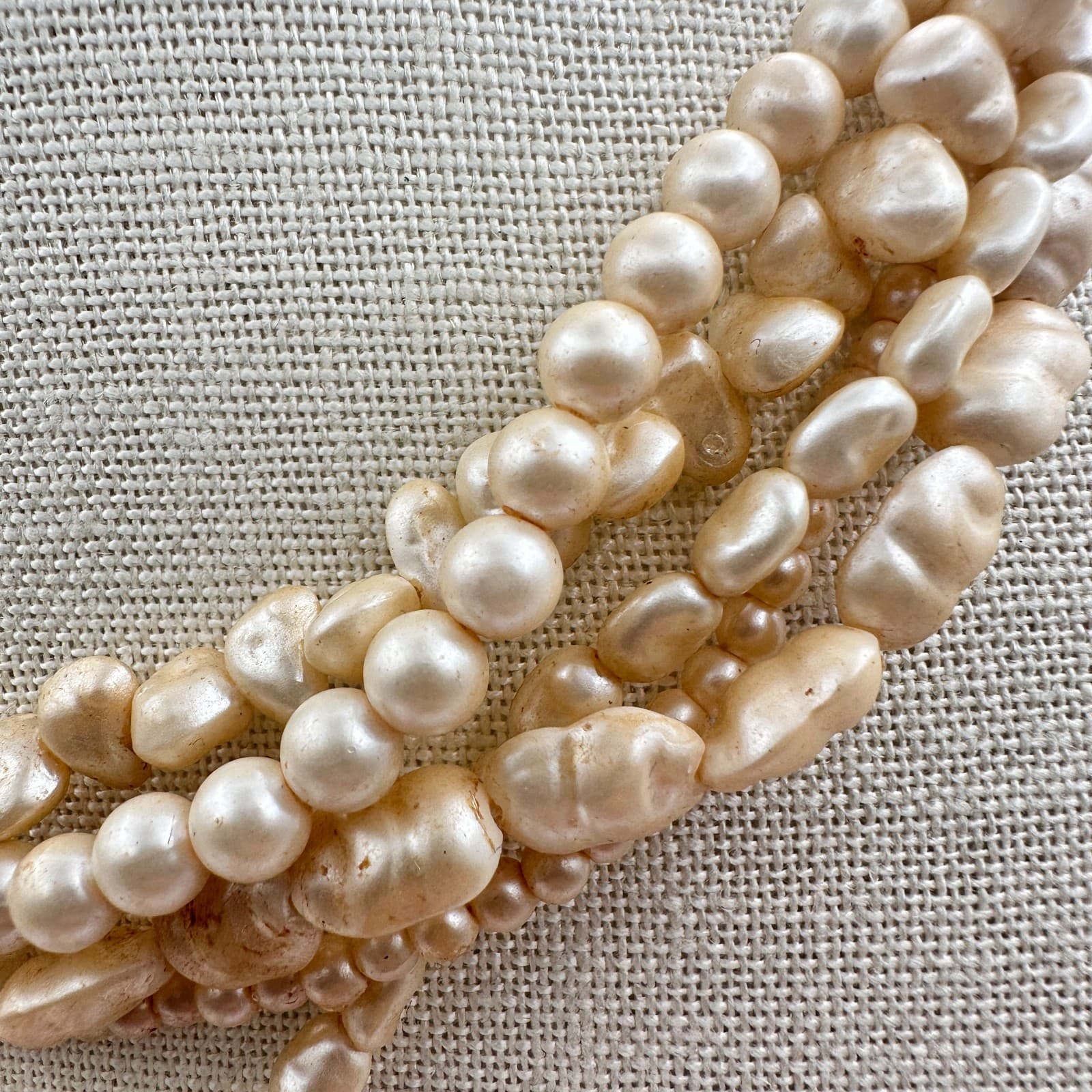 Vintage 80s Multi-Strand Faux Pearl Beaded Necklace Womne's Classic Jewelry - Thumbnail 7