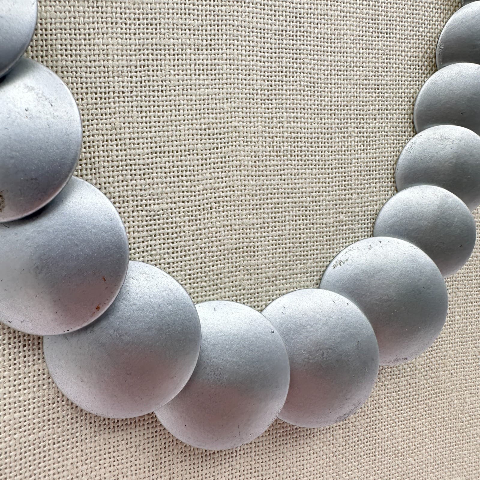 Vintage 80s Modernist Matte Silver Tone Overlapping Statement Necklace Jewelry - Thumbnail 5