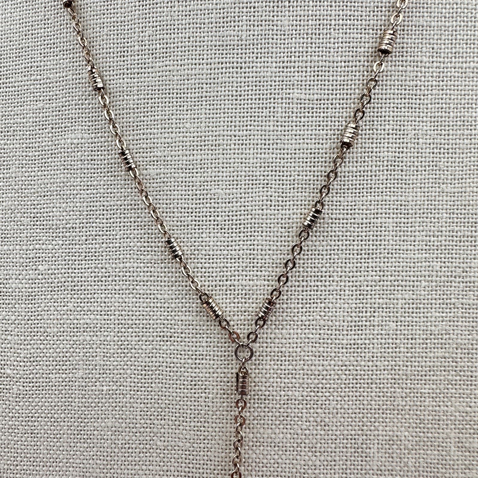 Vintage 90s Rose Gold tone Necklace Layering Chain Moon Pendant Lariat Jewelry - Thumbnail 5