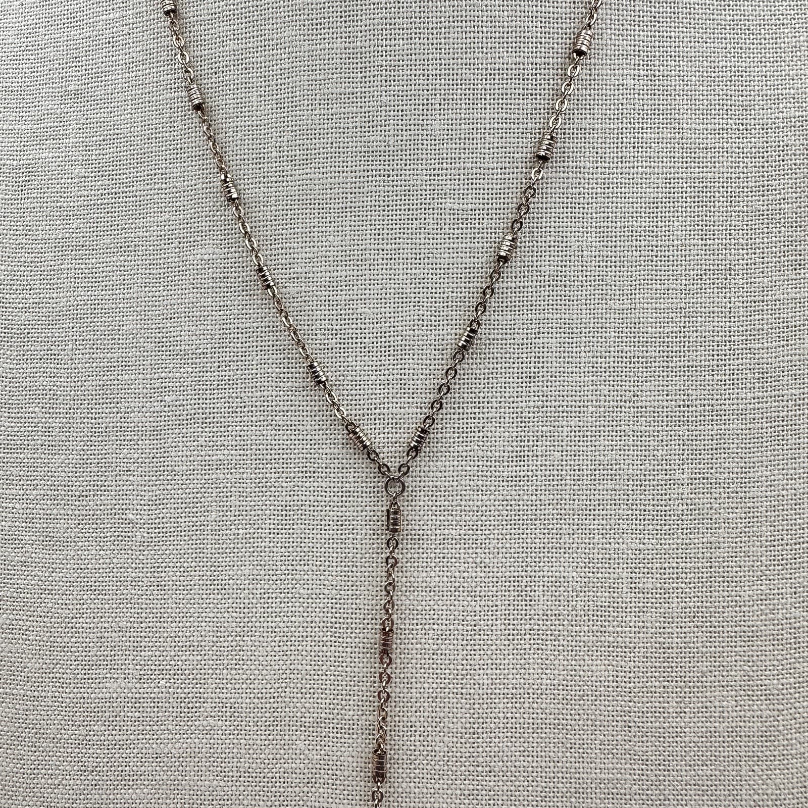 Vintage 90s Rose Gold tone Necklace Layering Chain Moon Pendant Lariat Jewelry - Thumbnail 6