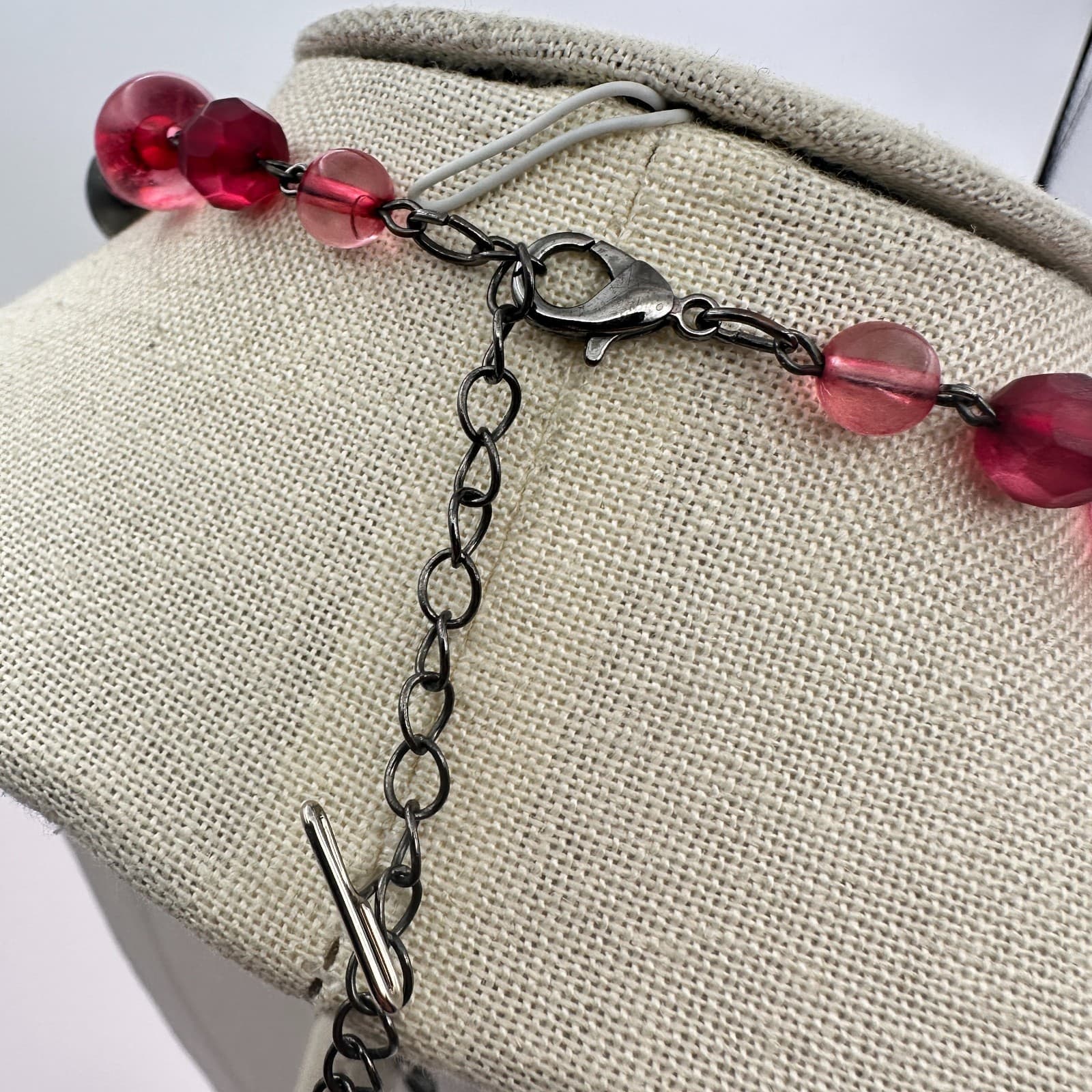 Vintage 80s Chunky Statement Necklace Red & Black Artisan Wrapped Beads Jewelry - Thumbnail 7