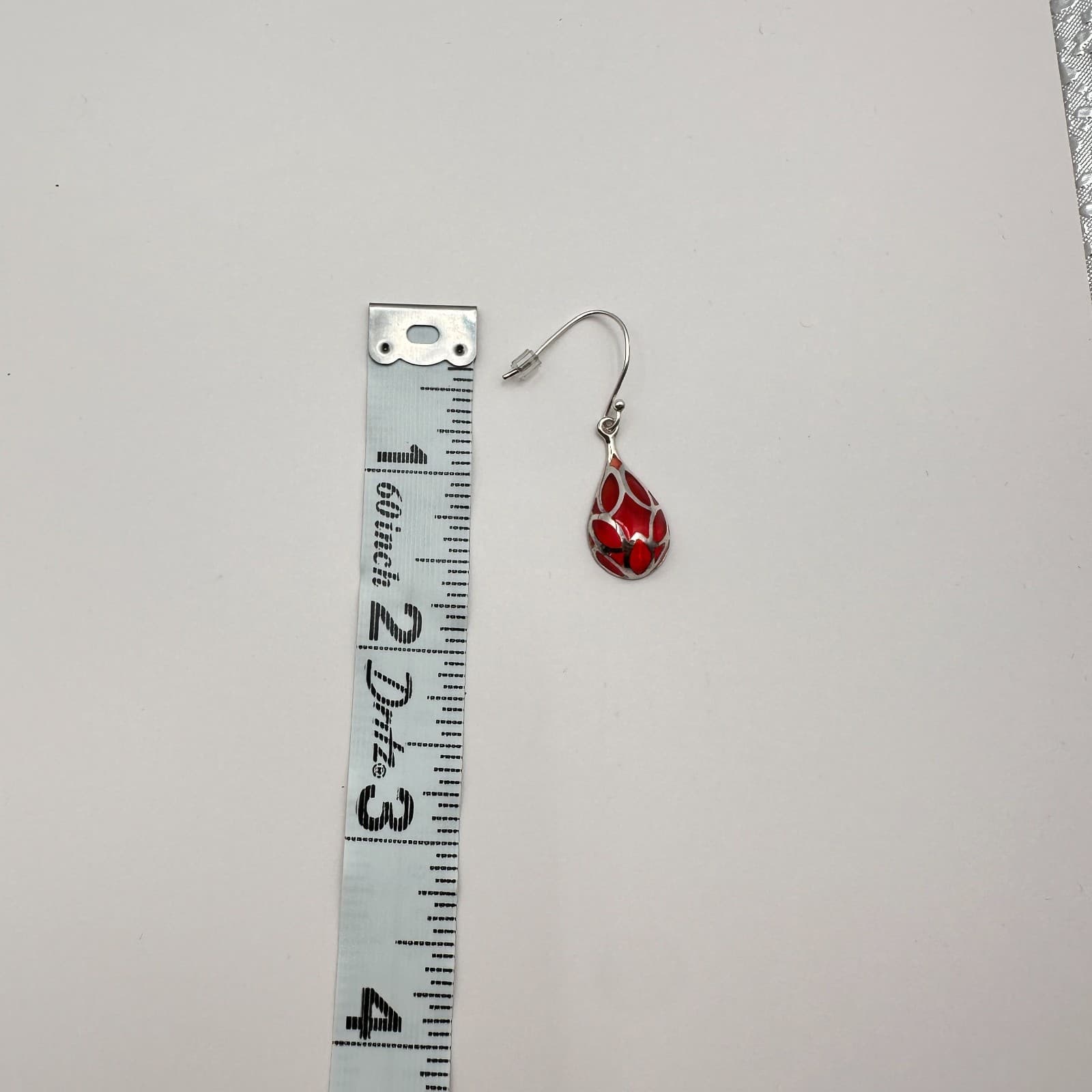 Vintage Y2K Silver Tone Skull Ring Beaded & Red Teardrop Earrings Set Jewelry - Thumbnail 9