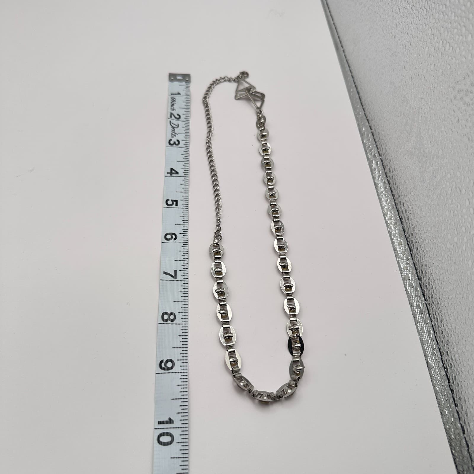 Vintage 90s Silver Tone Designer Link Chain Necklace Sparkle Italian Jewelry - Thumbnail 10