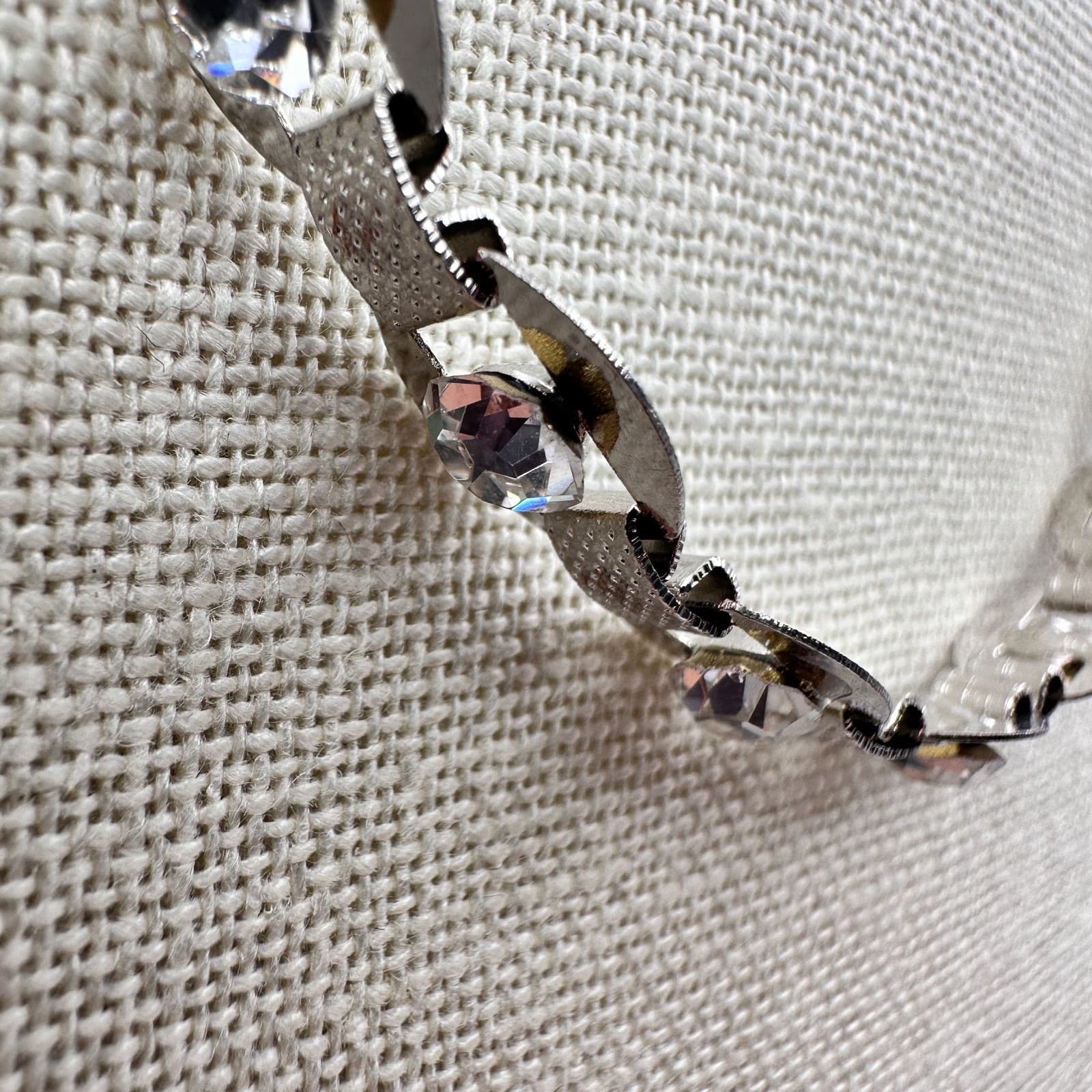 Vintage 90s Silver Tone Designer Link Chain Necklace Sparkle Italian Jewelry - Thumbnail 5