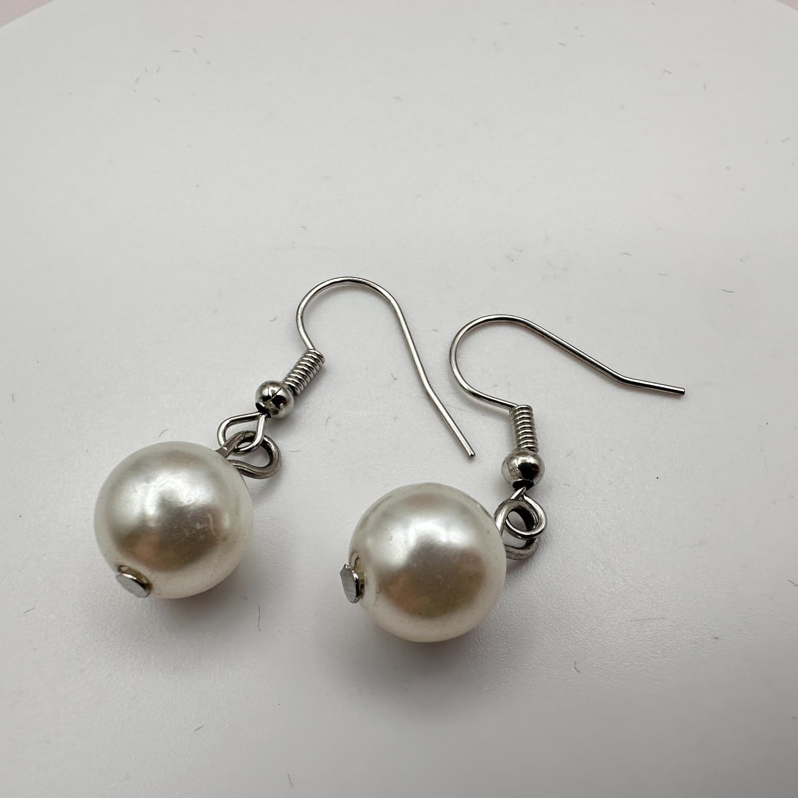 Vintage Y2K Silver Tone Pearl Bunch Statement Necklace Earrings Set Boho Jewelry - Thumbnail 14