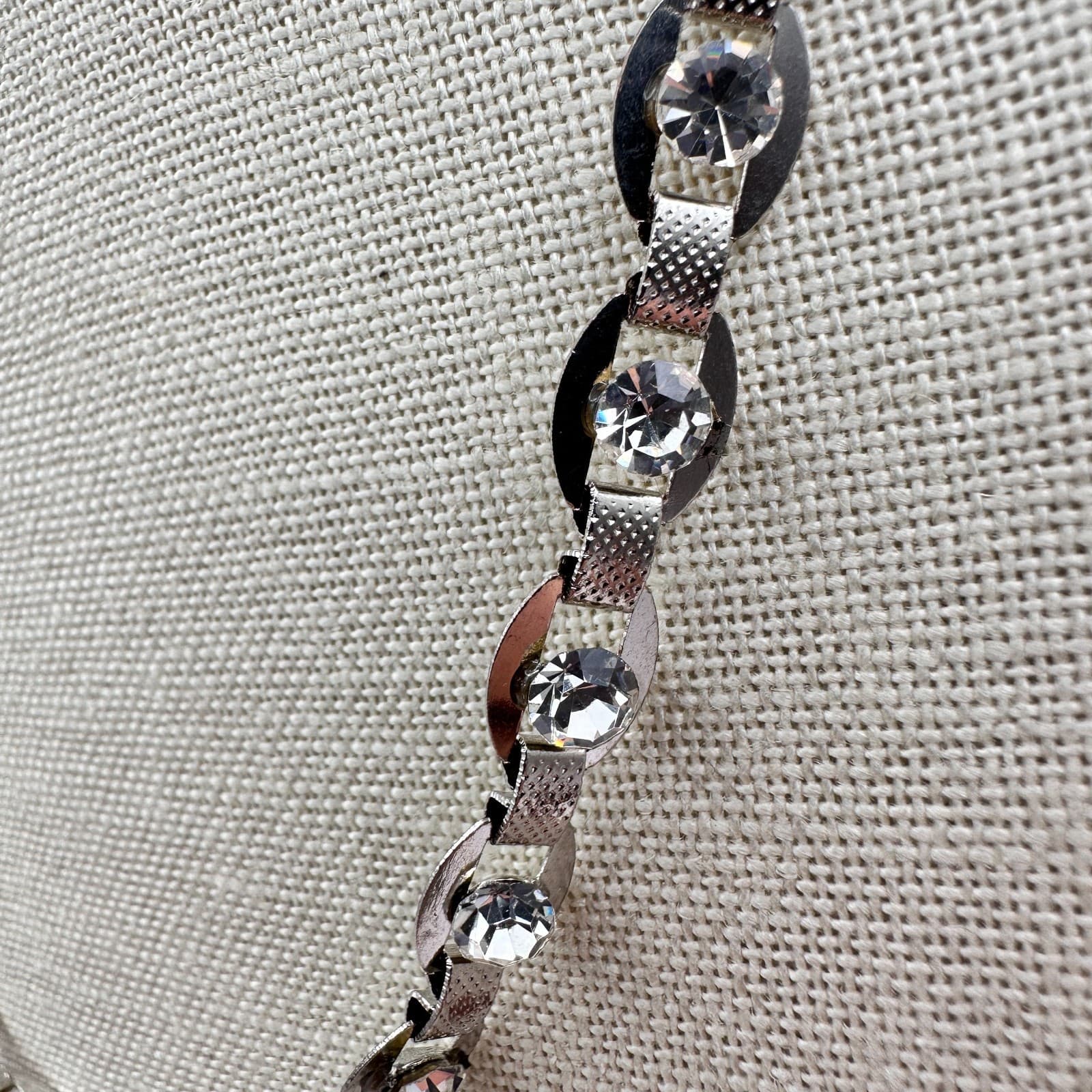 Vintage 90s Silver Tone Designer Link Chain Necklace Sparkle Italian Jewelry - Thumbnail 8