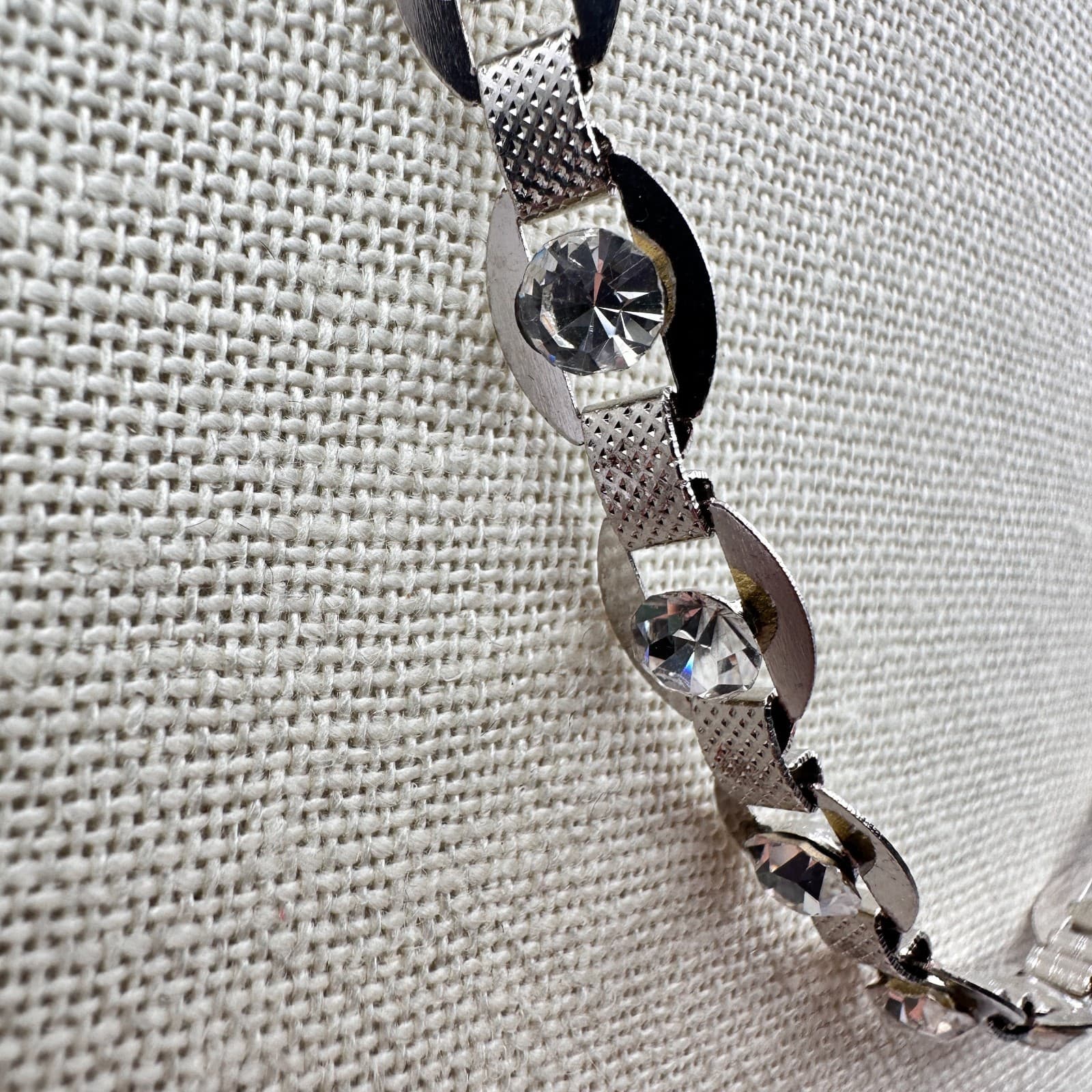 Vintage 90s Silver Tone Designer Link Chain Necklace Sparkle Italian Jewelry - Thumbnail 4